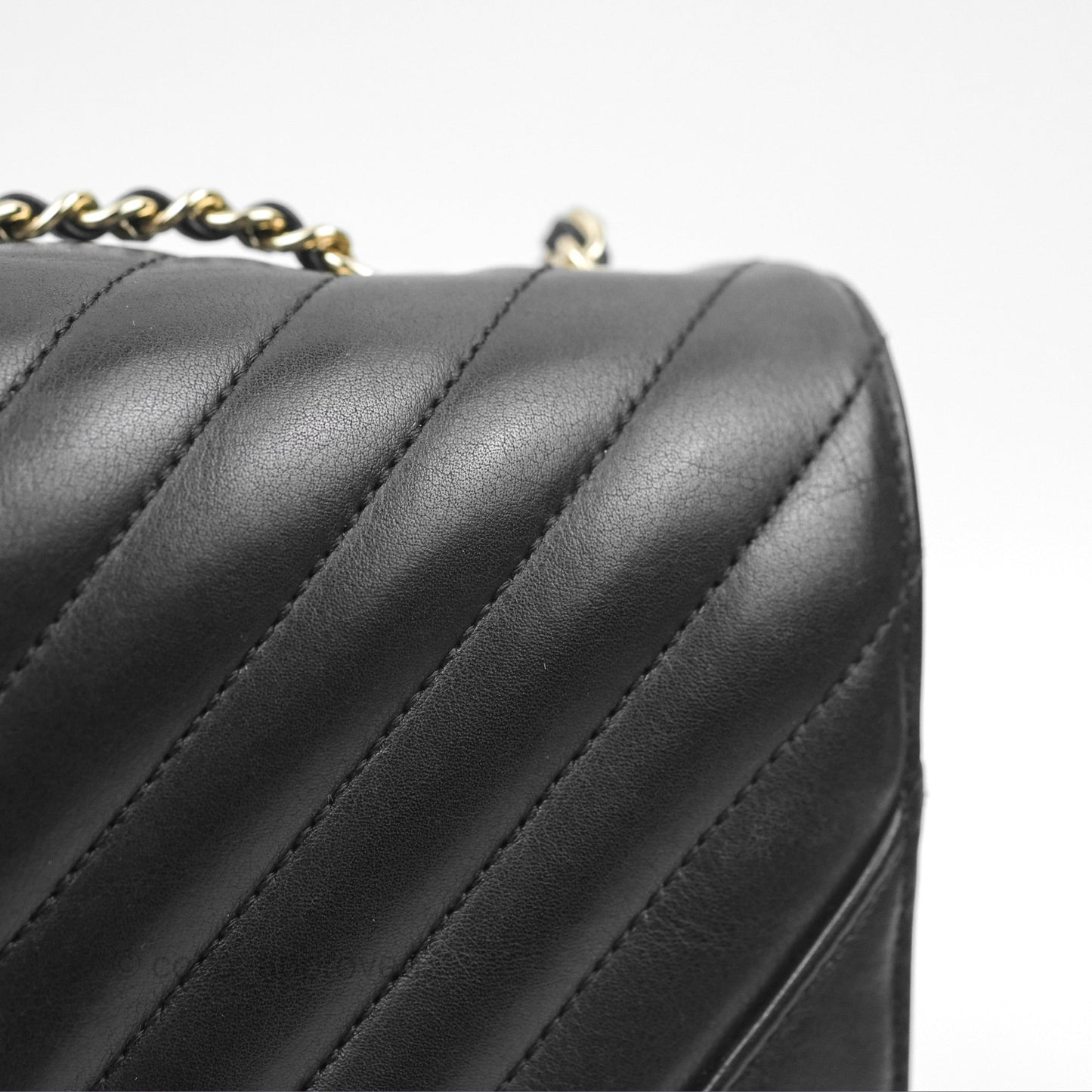 Chanel Small Statement Chevron Flap Bag Black Calfskin Gold Hardware