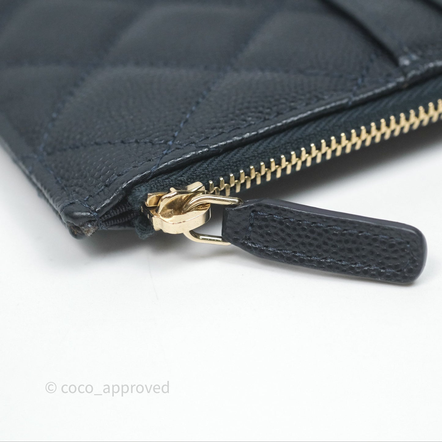 Chanel Classic Flat Navy Caviar Wallet Pouch Gold Hardware