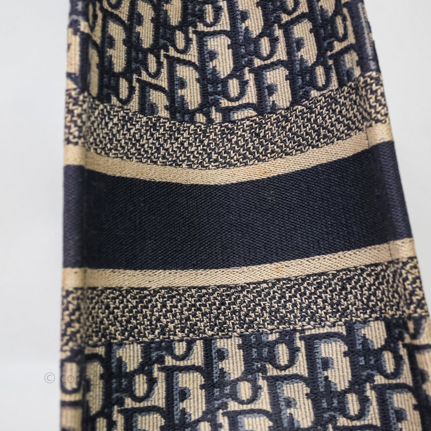 Christian Dior Medium Blue (Old Small) Dior Oblique Embroidery Canvas Book Tote