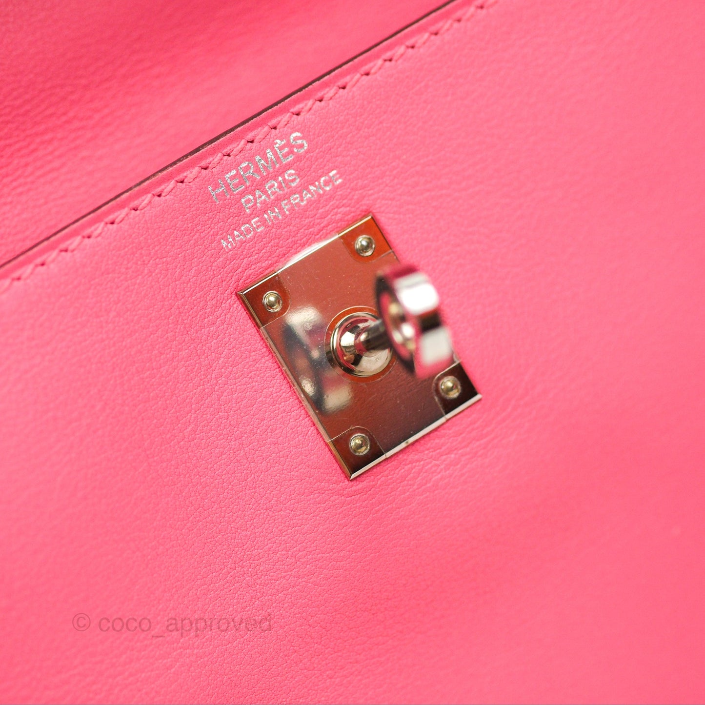 Hermès Retourne Kelly 25 Rose Azalee Swift Palladium Hardware