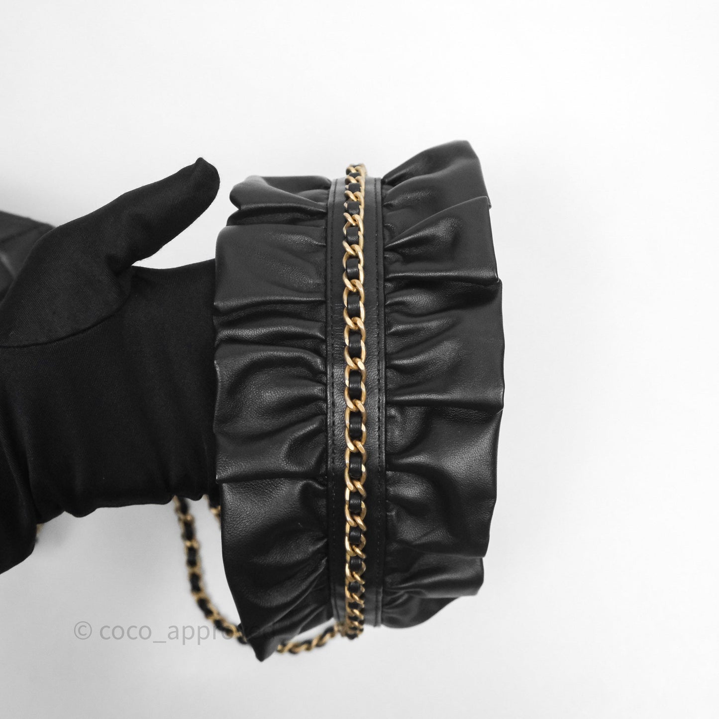 Chanel Romance Mini Square Flap Black Lambskin Aged Gold Hardware