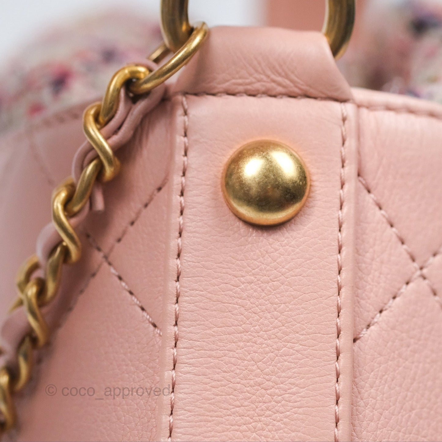 Chanel Quilted Top Handle Drawstring Bucket Bag Calfskin Tweed Pink Aged Gold Hardware