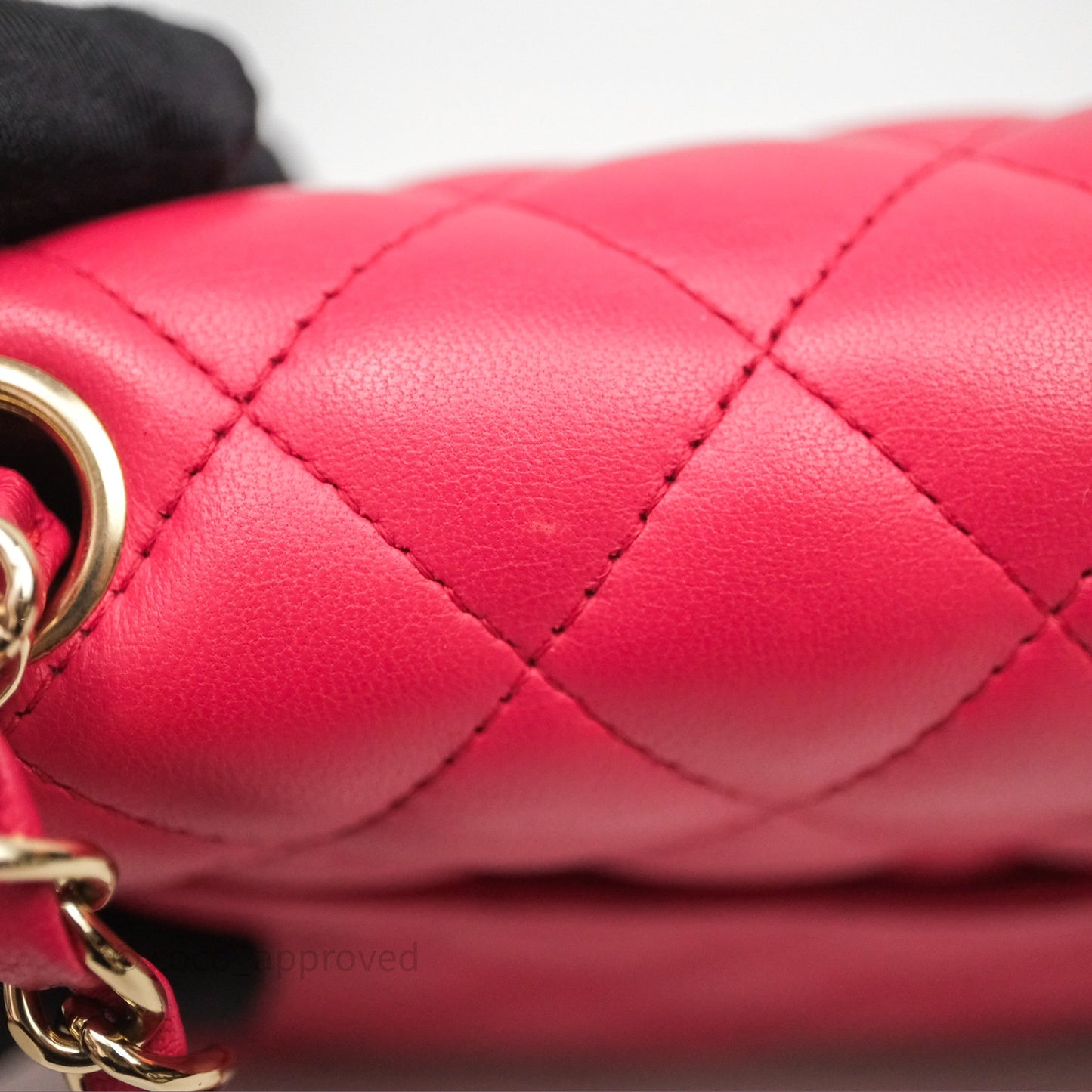Chanel Mini Square Flap Quilted Dark Pink Lambskin Gold Hardware