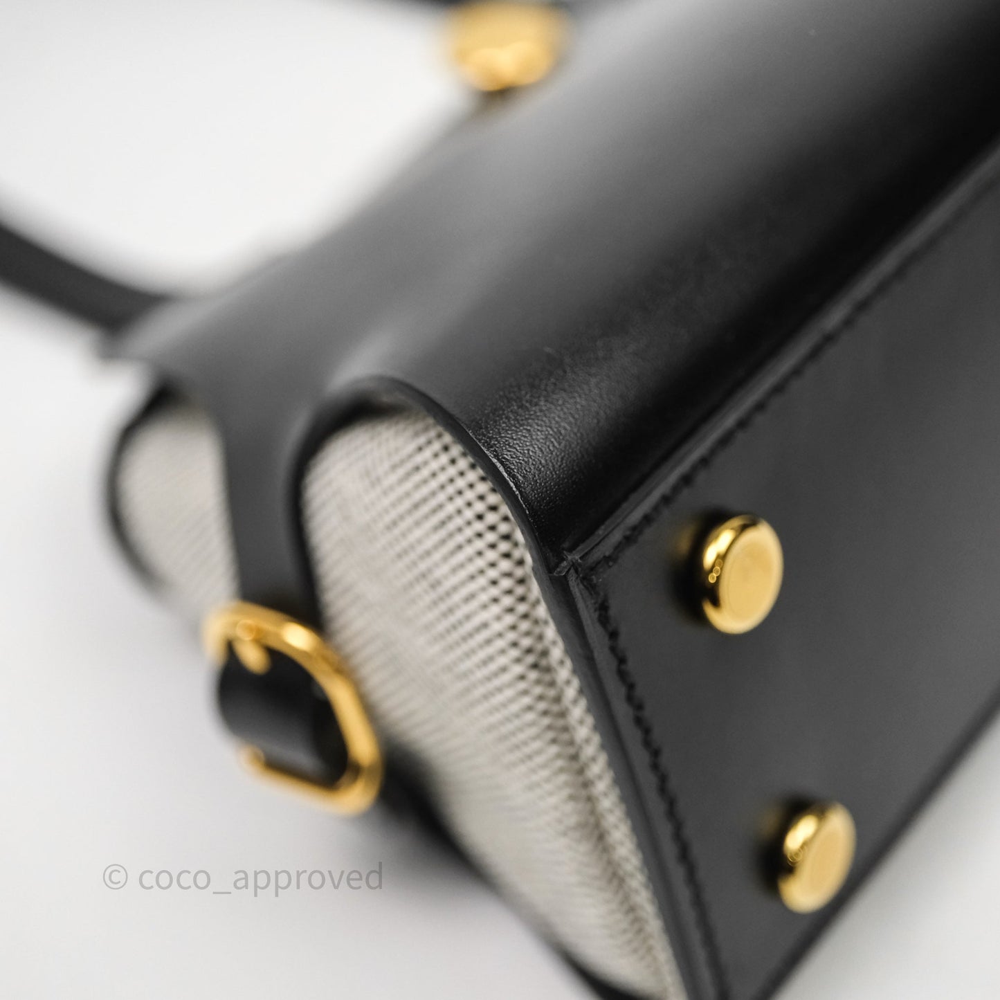 Hermès Tablier Sellier Noir 89/Ecru Swift Calfskin/H canvas Bag Gold Hardware