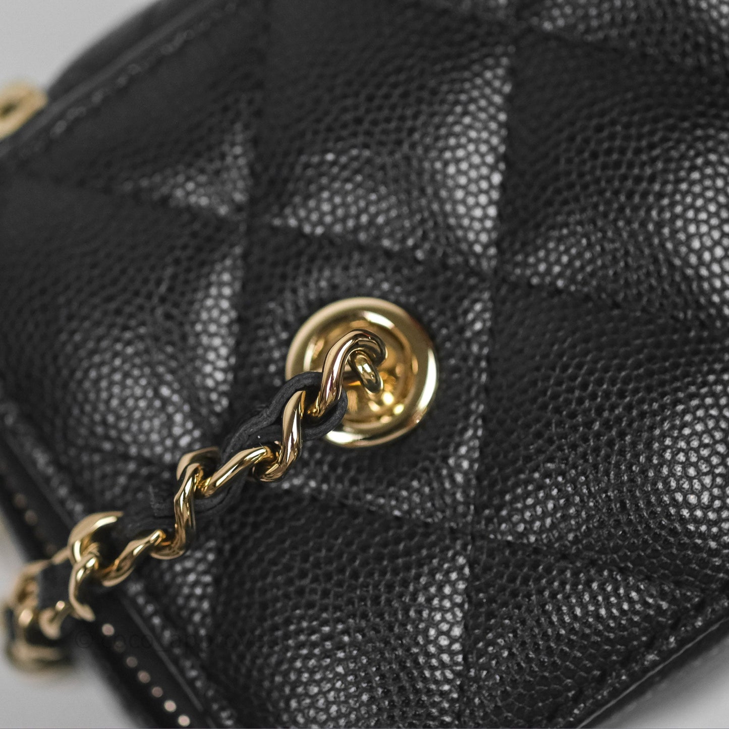 Chanel Vanity Rectangular With Chain Black Caviar Gold Hardware