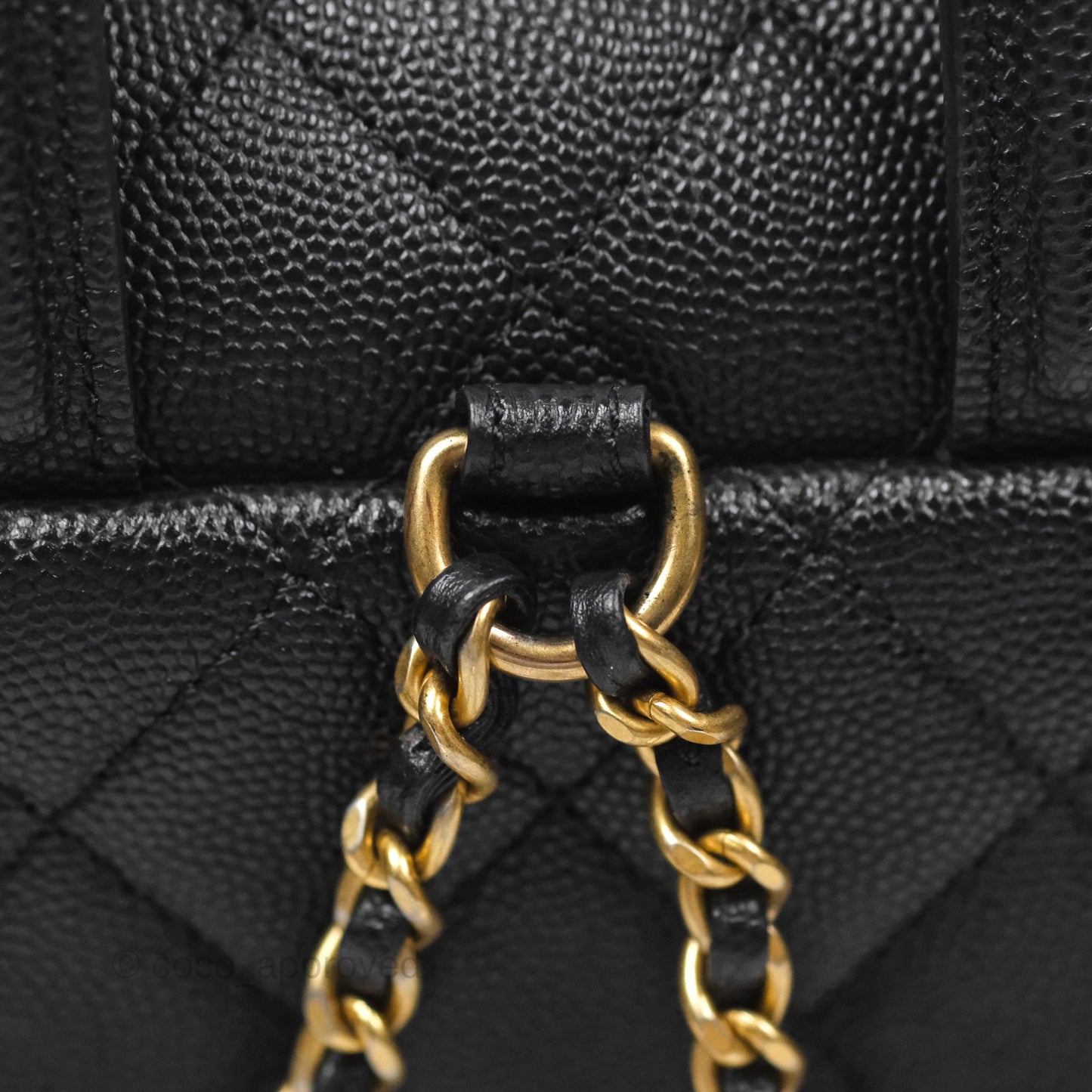 Chanel Small Quilted Filigree Backpack Black Caviar Aged Gold Hardware