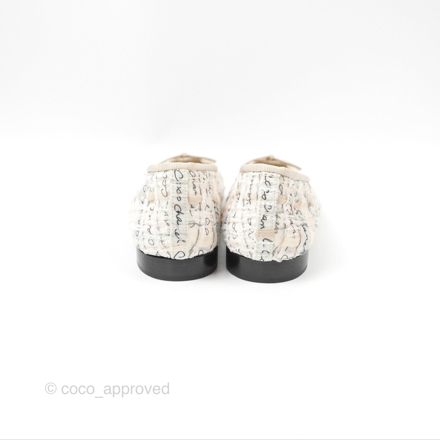 Chanel Ballerina Flats Light Pink/Black Fabric Size 38.5