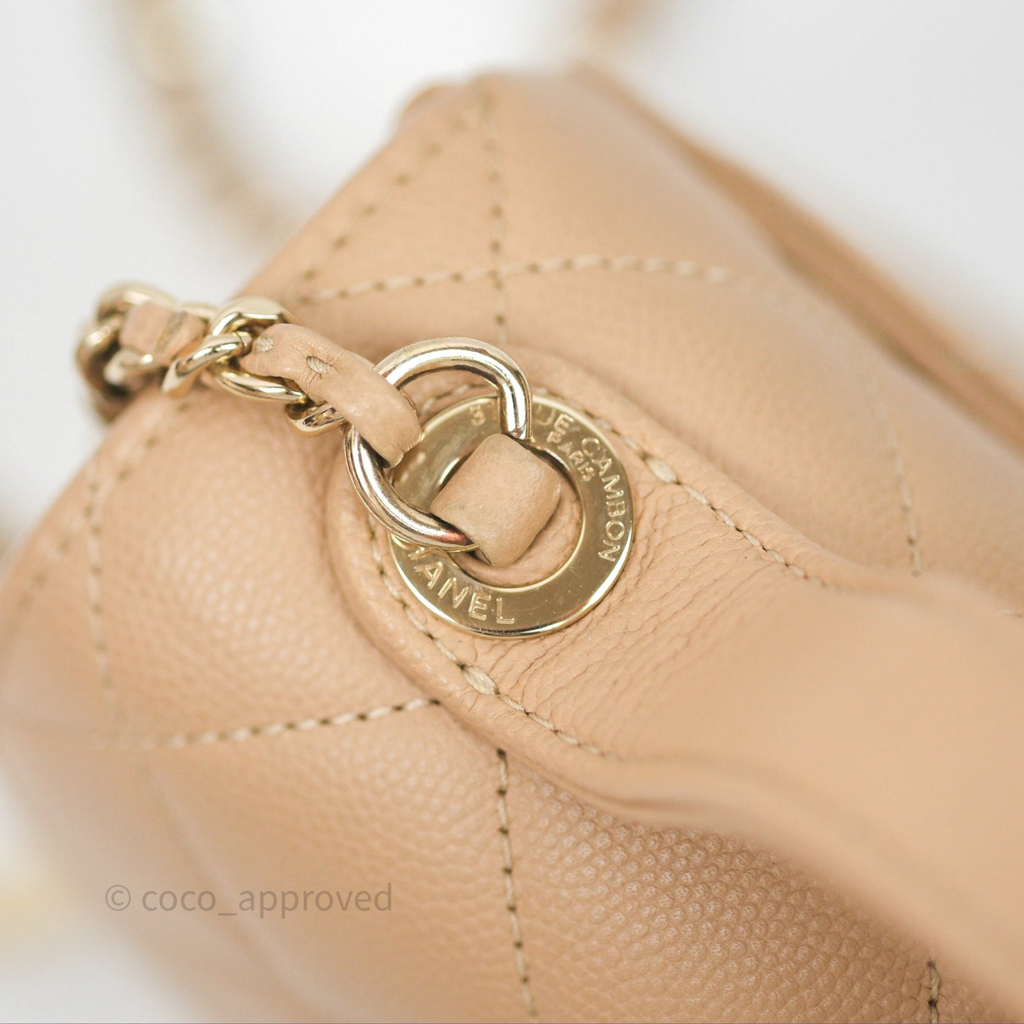 Chanel Quilted Small Business Affinity Flap Beige Caviar Gold Hardware