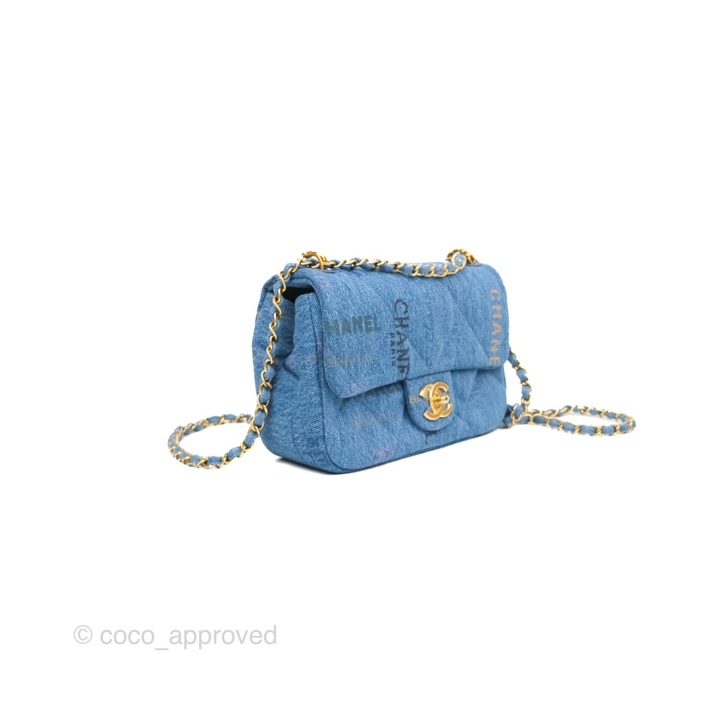 Chanel Quilted Small Denim Mood Flap Blue Multicolor 22P