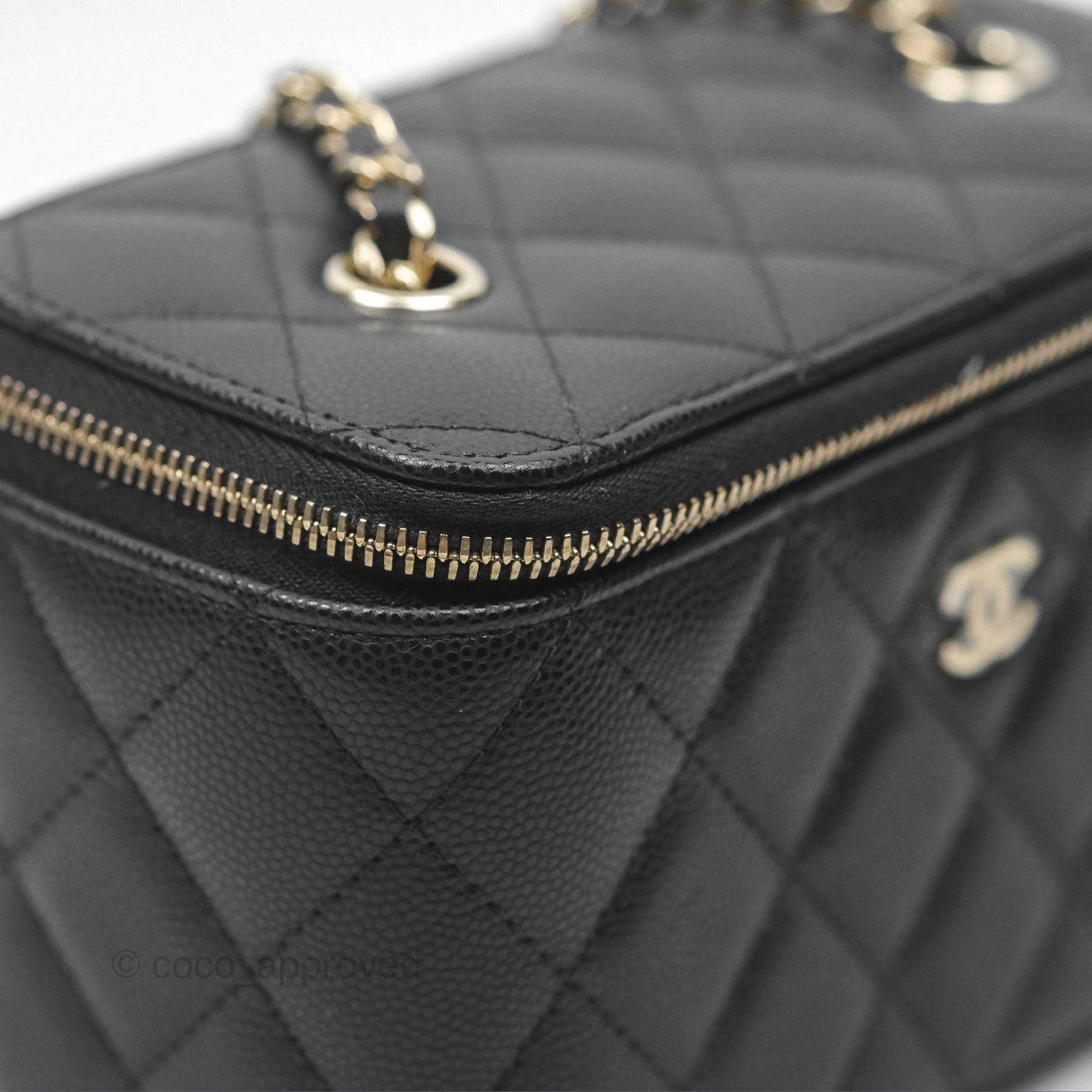Chanel Vanity Rectangular With Chain Black Caviar Gold Hardware