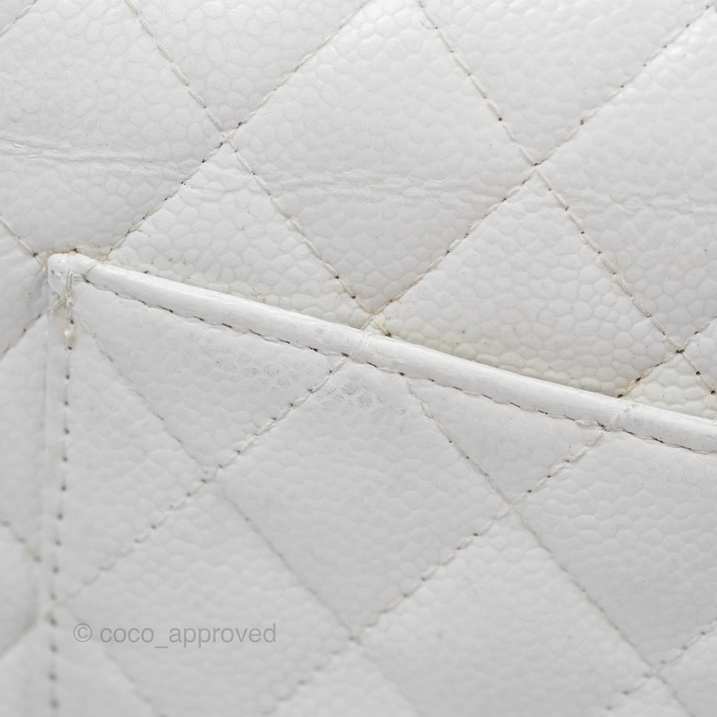 Chanel Classic M/L Medium Double Flap White Caviar Silver Hardware