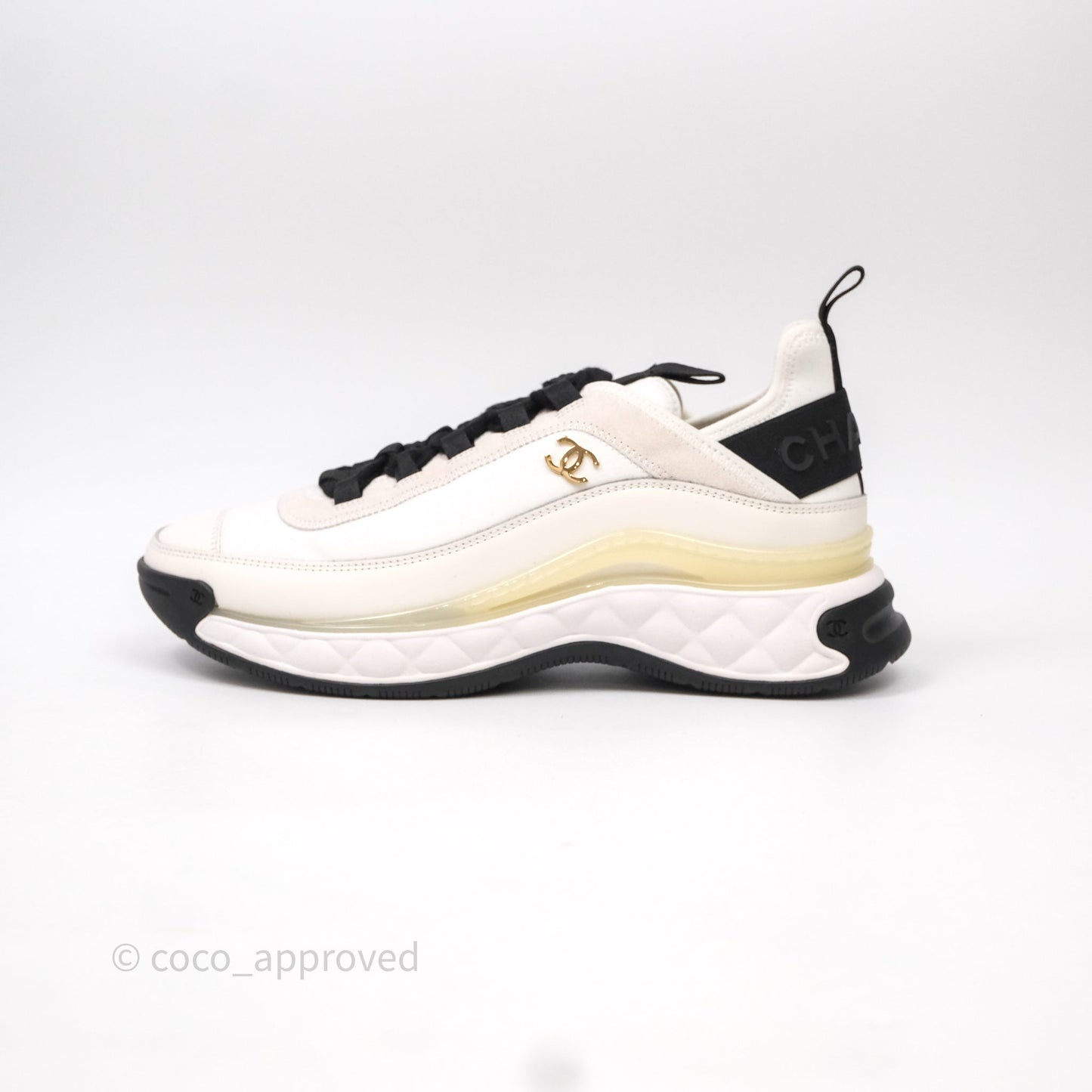 Chanel CC Sneakers Cream Black Size 37.5