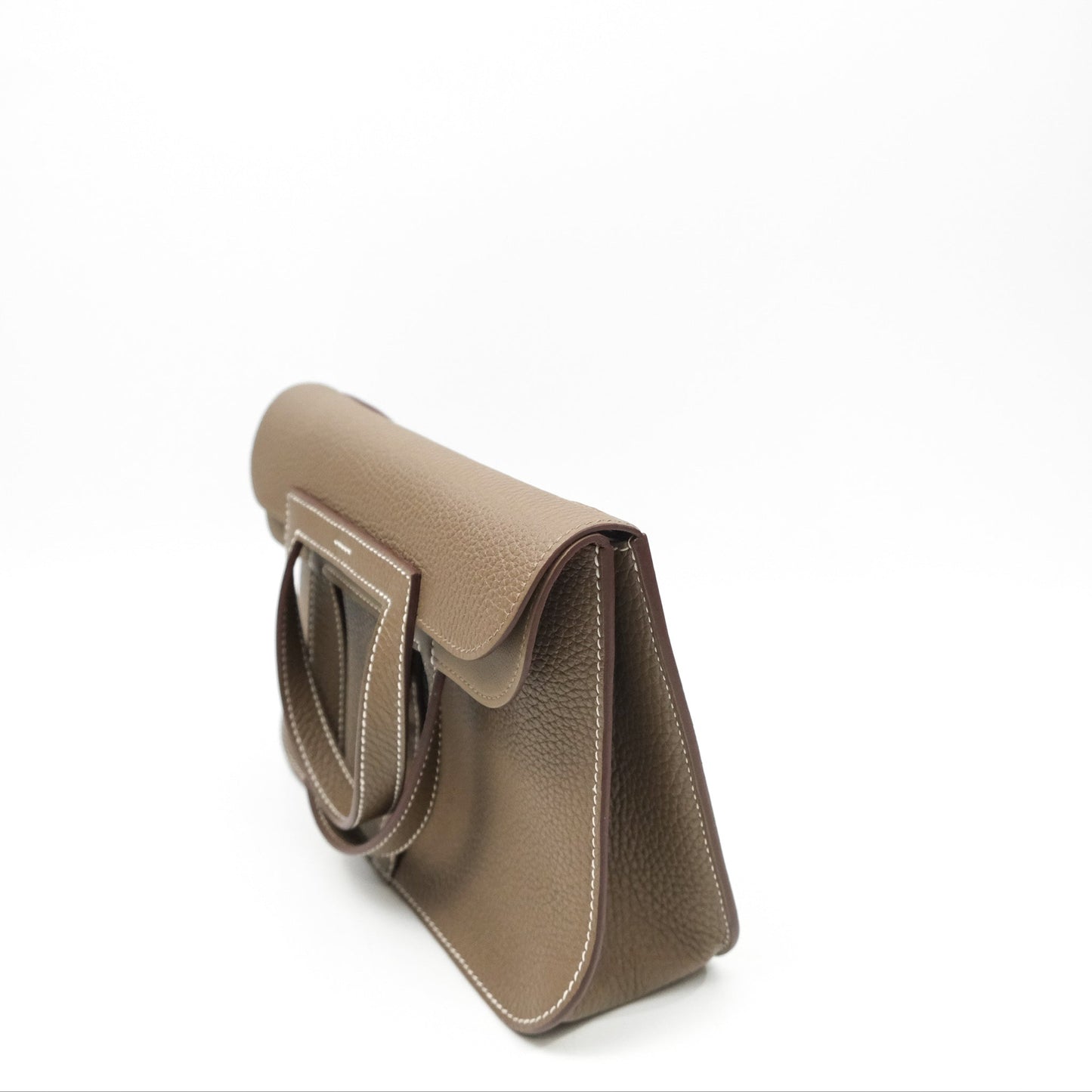 Hermès Halzan 25 Etoupe Clemence Palladium Hardware