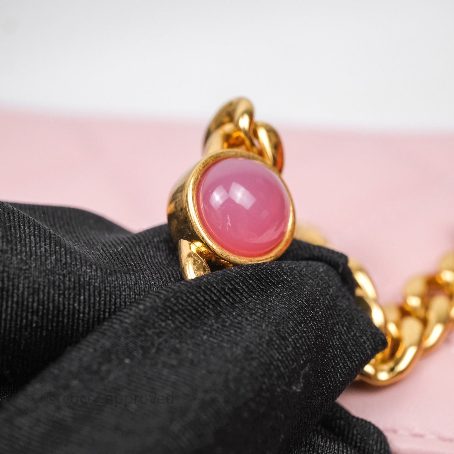 Chanel Vanity with Multicolor Resin Chain Pink Lambskin Aged Gold Hardware
