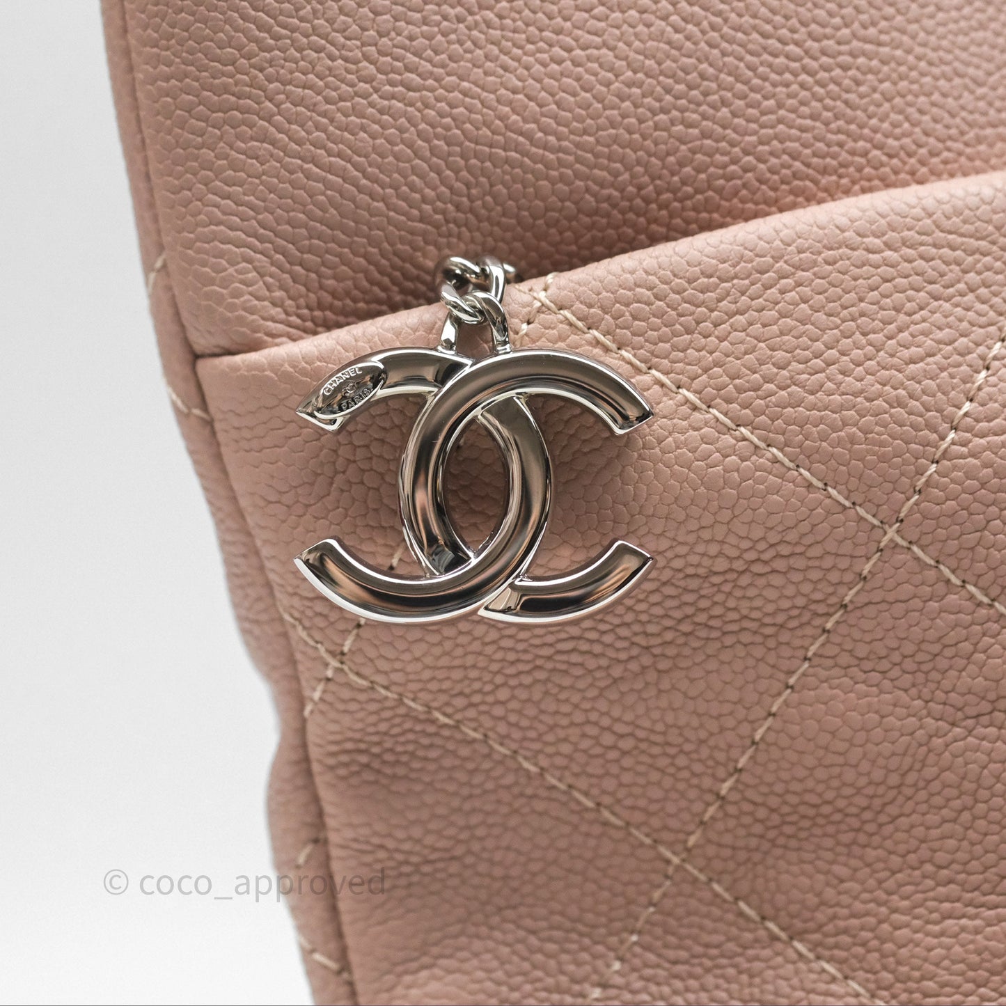 Chanel Quilted Tote Bag Pink Caviar Silver Hardware