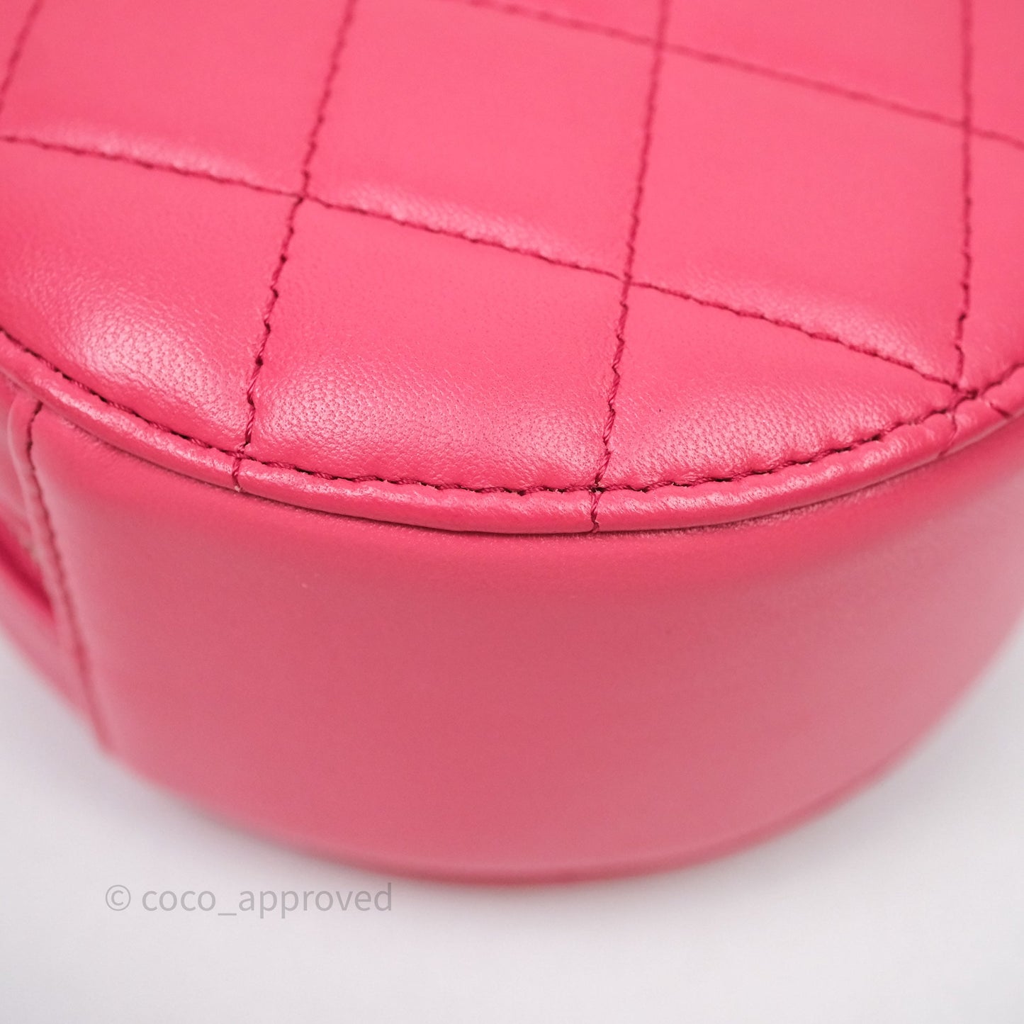 Chanel Quilted Round Clutch With Chain Dark Pink Lambskin Gold Hardware