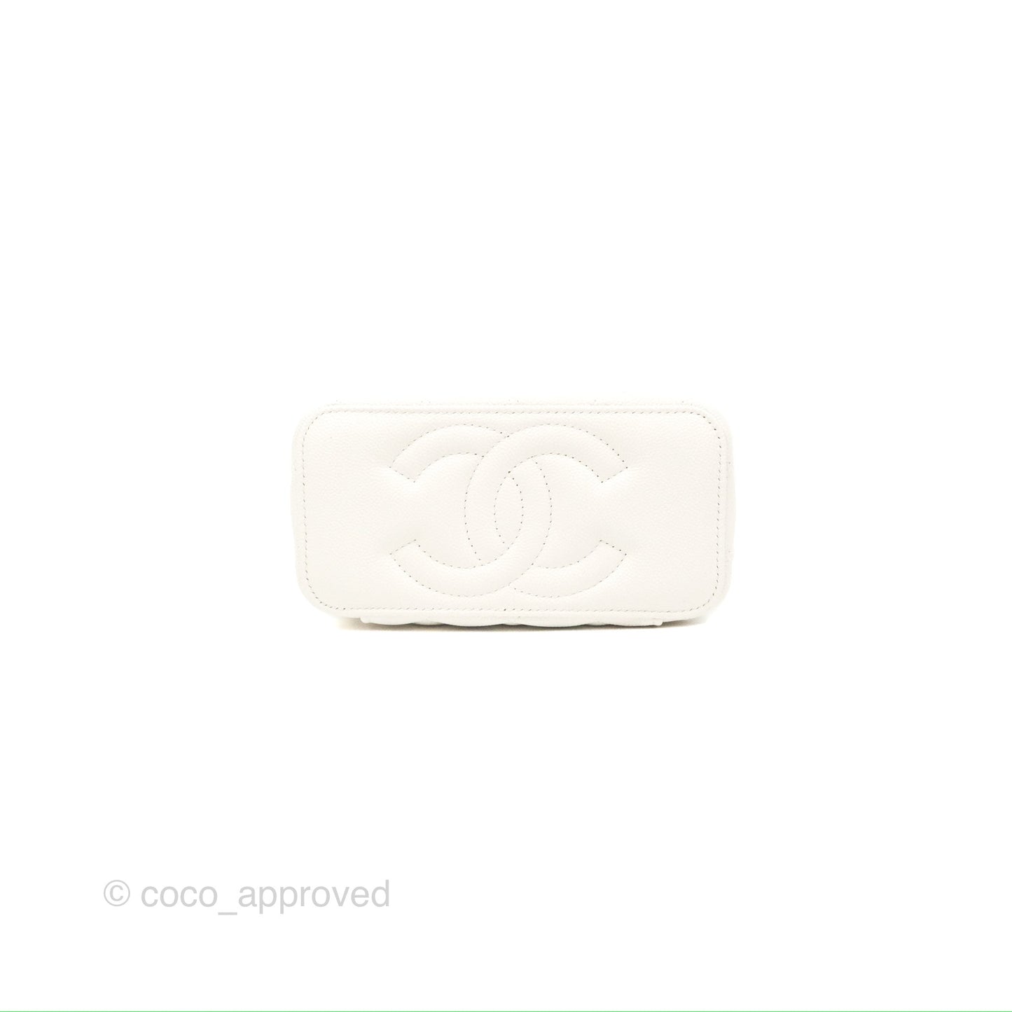 Chanel Classic Vanity Rectangular with Chain White Caviar Gold Hardware