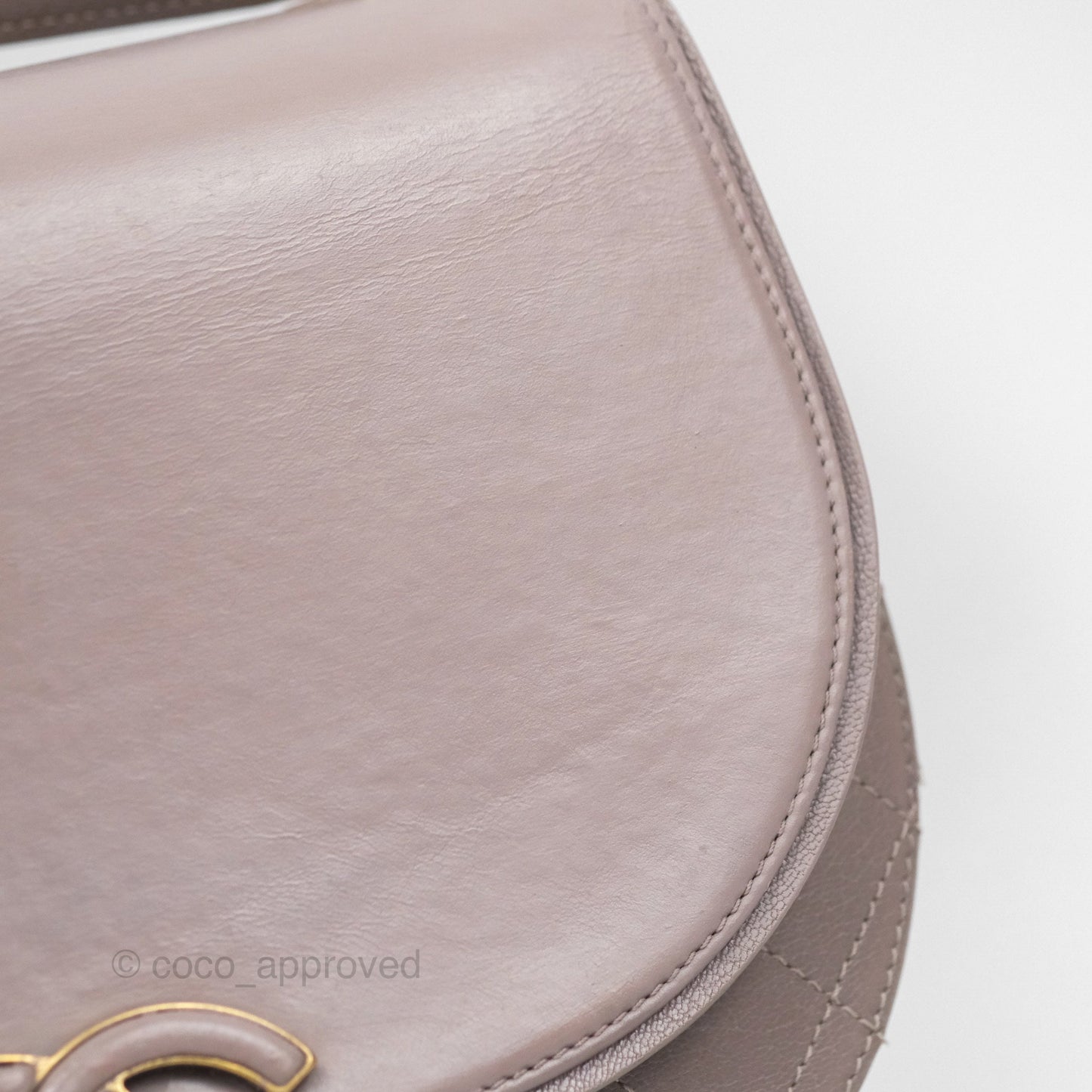 Chanel Coco Curve Flap Burnished Lilac Grey Calfskin Goatskin Antique Gold Hardware