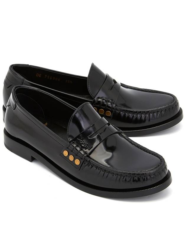 Luxury Saint Laurent Monogram Penny Leather Loafer Black