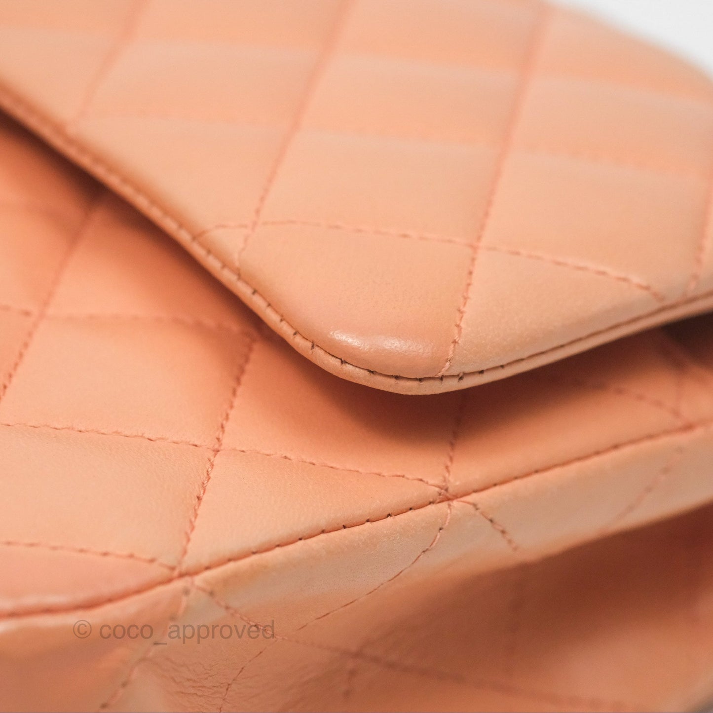 Chanel Classic M/L Medium Flap Quilted Peach Lambskin Gold Hardware