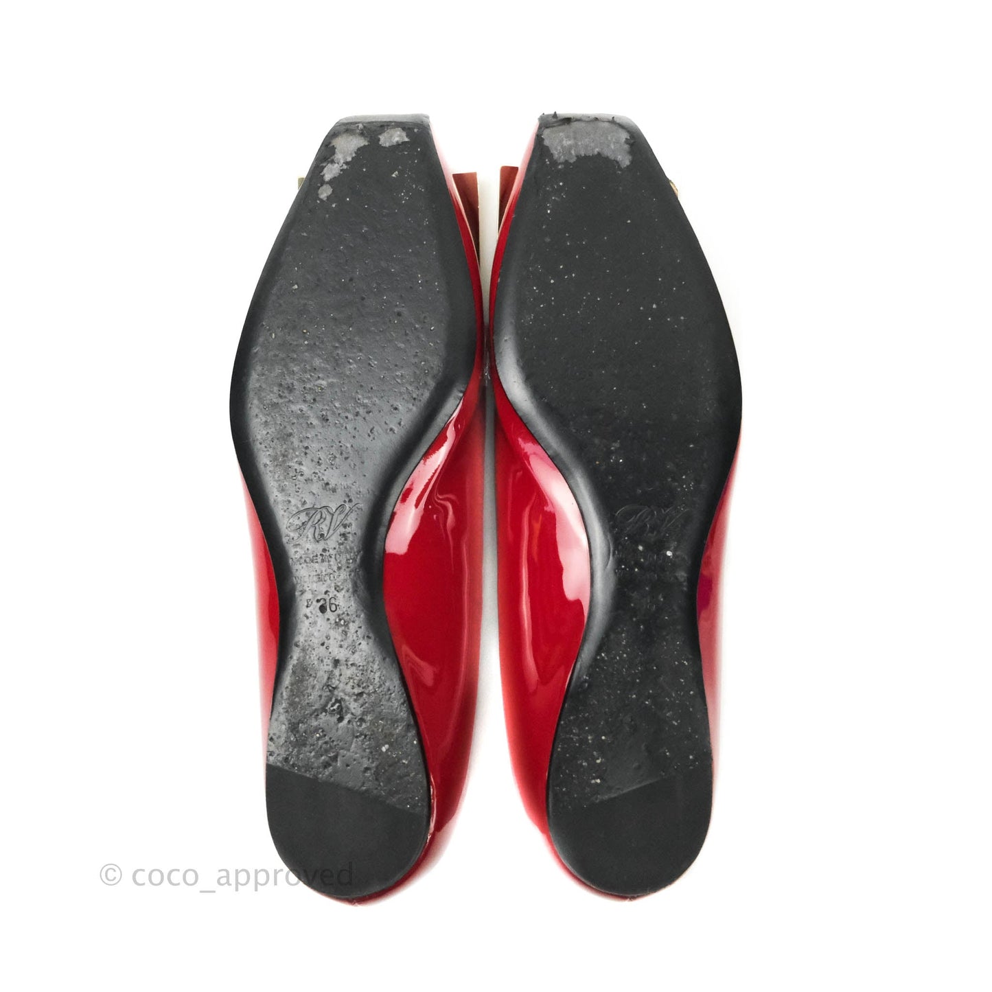 Roger Vivier Ballerina Patent Ballet Flats In Red Gold Hardware