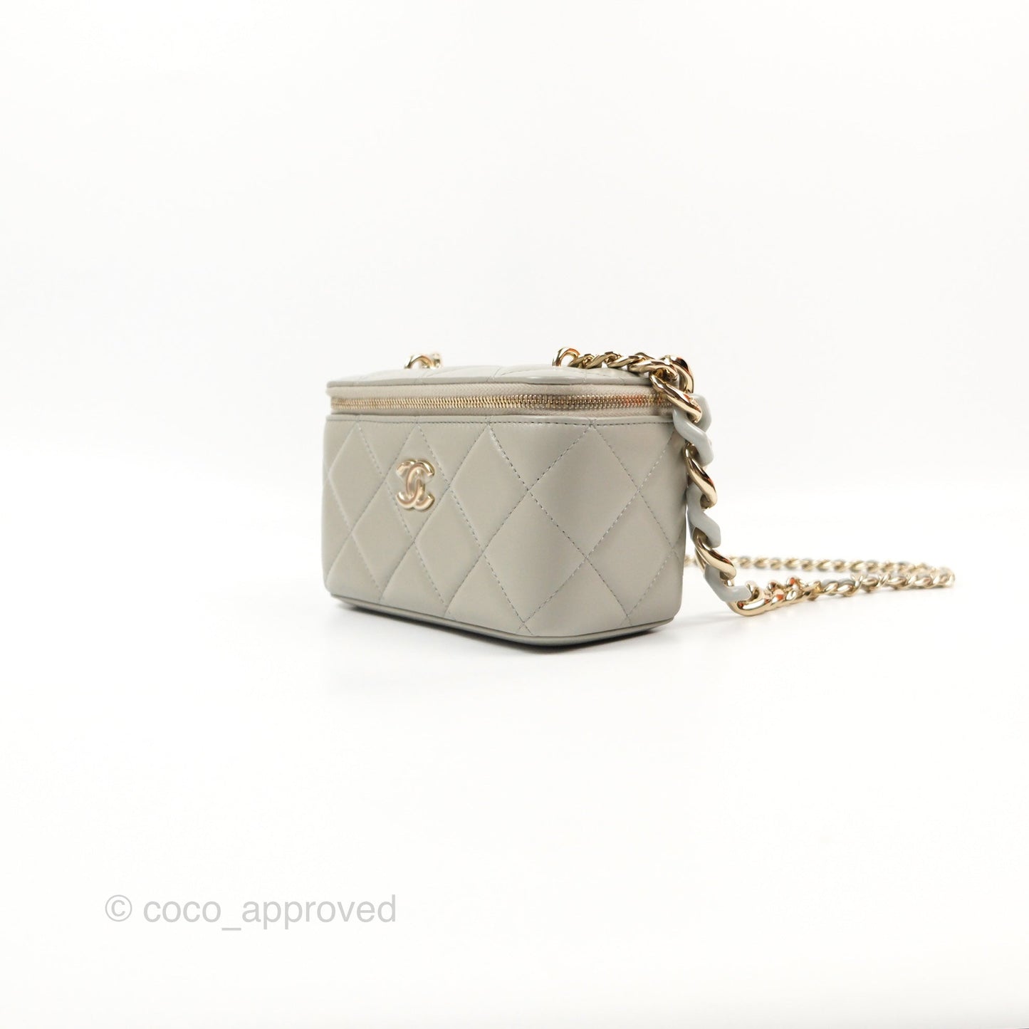 Chanel Vanity with Resin Chain Grey Lambskin Gold Hardware