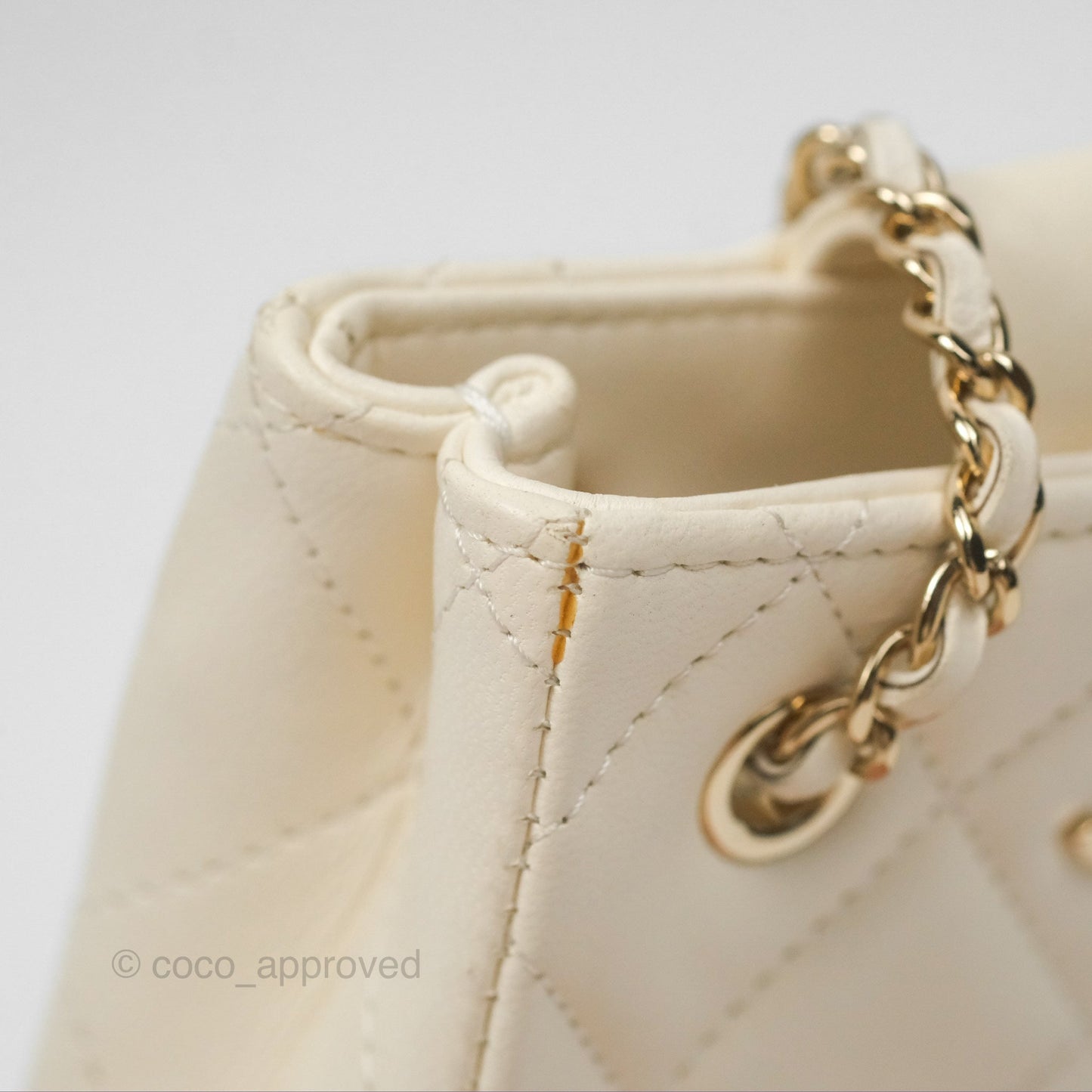 Chanel Mini Square Clutch with Chain Ivory Lambskin Gold Hardware 22C
