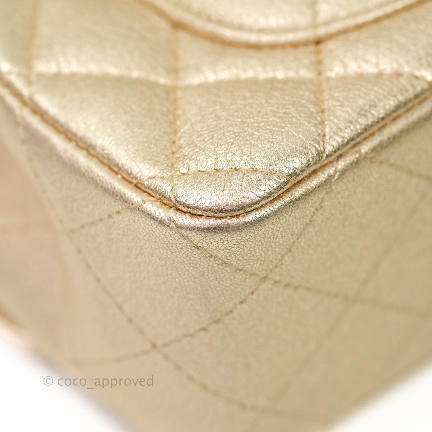Chanel Quilted Mini Rectangular Iridescent Gold Lambskin Gold Hardware