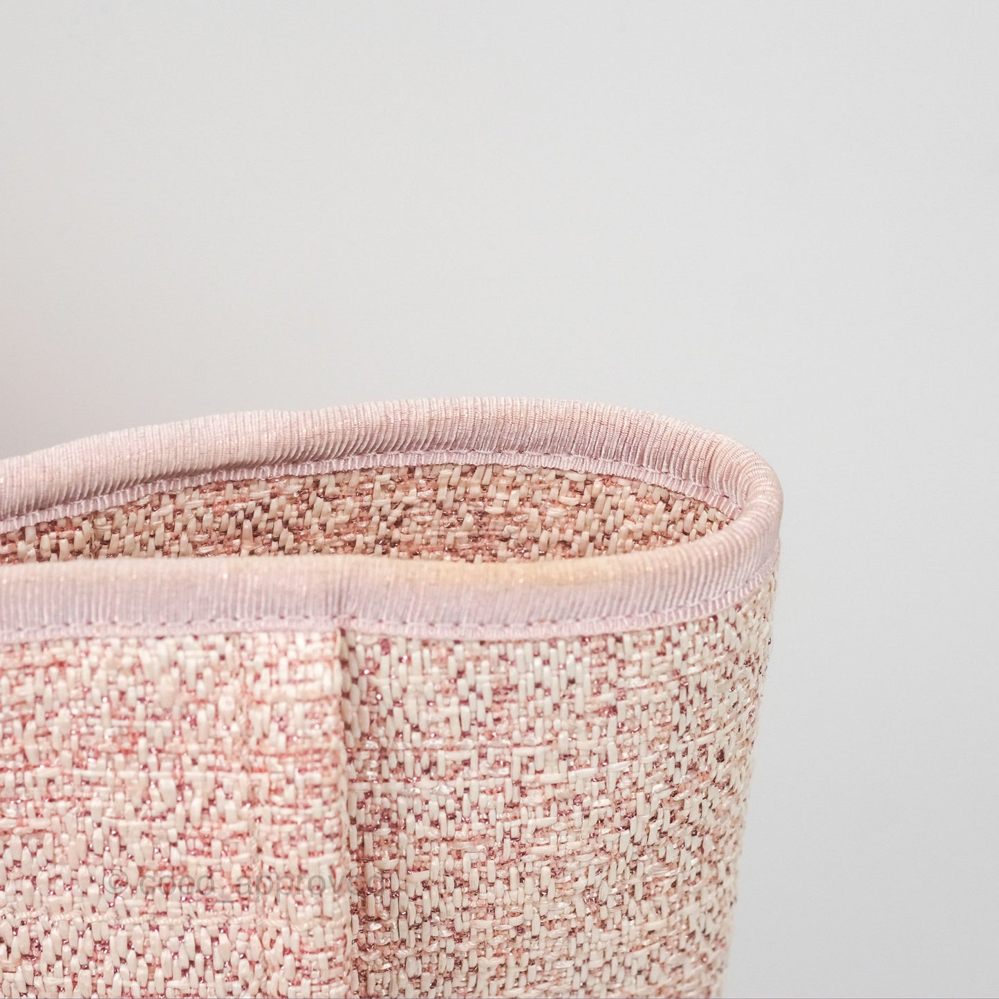 Chanel Large Deauville Tote Pink Woven Tweed Gold Hardware