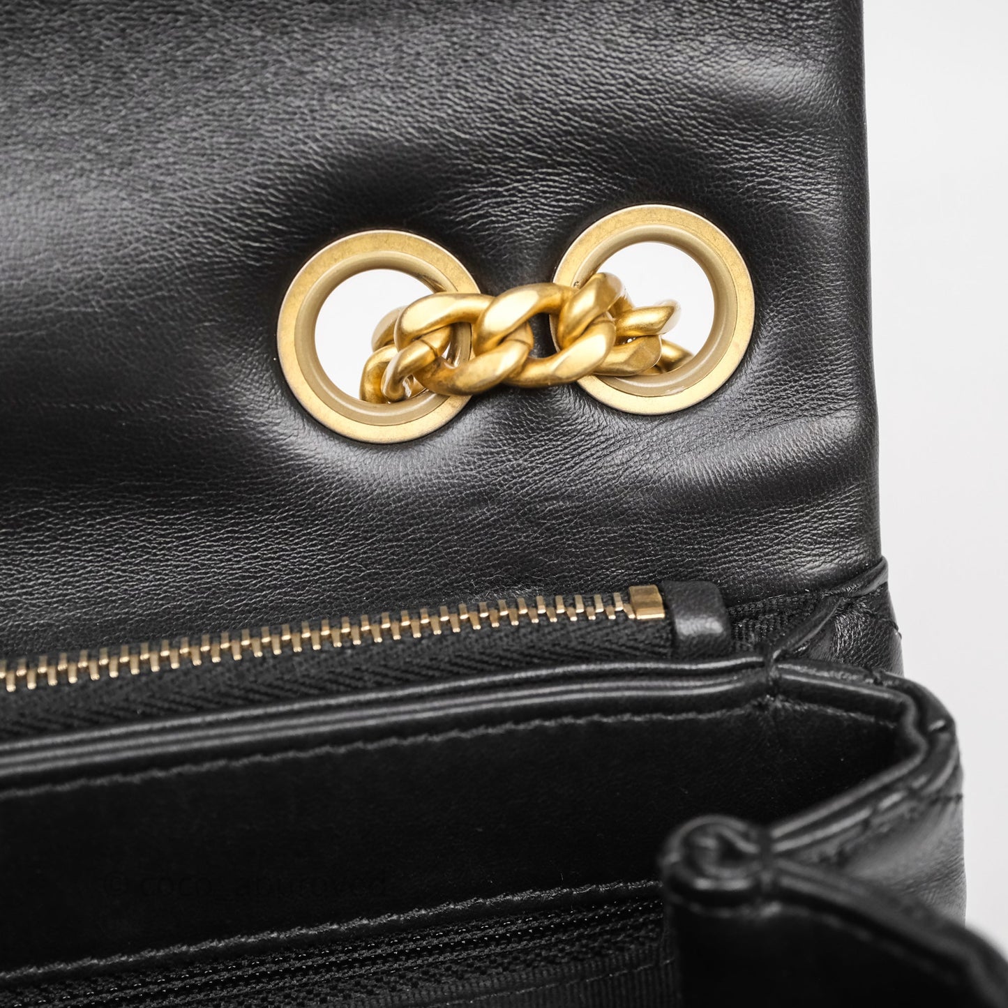 Chanel Small All Slide Adjustable Chain Flap Bag Black Lambskin Aged Gold Hardware 22K