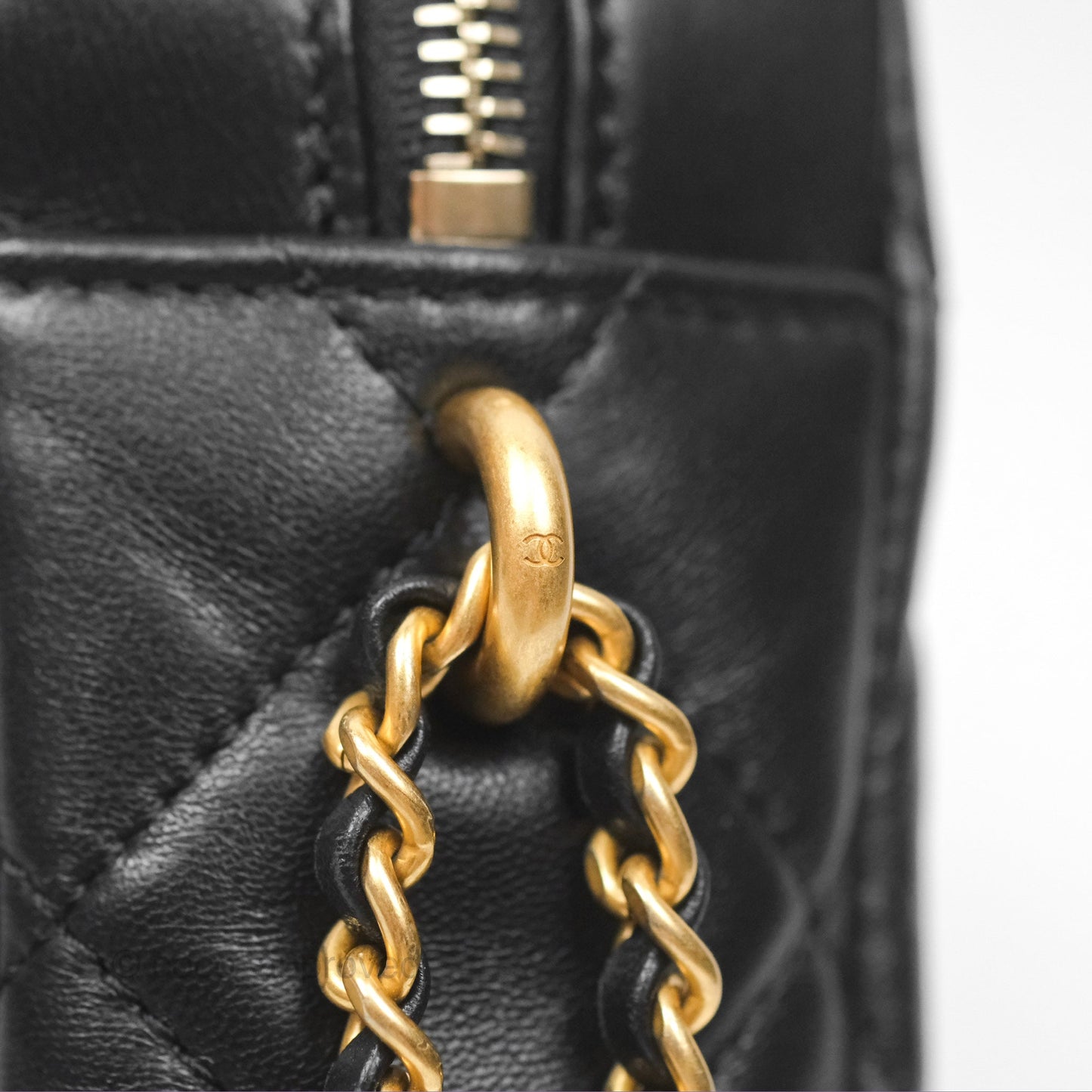 Chanel My Perfect Mini Camera Bag Black Lambskin Aged Gold Hardware