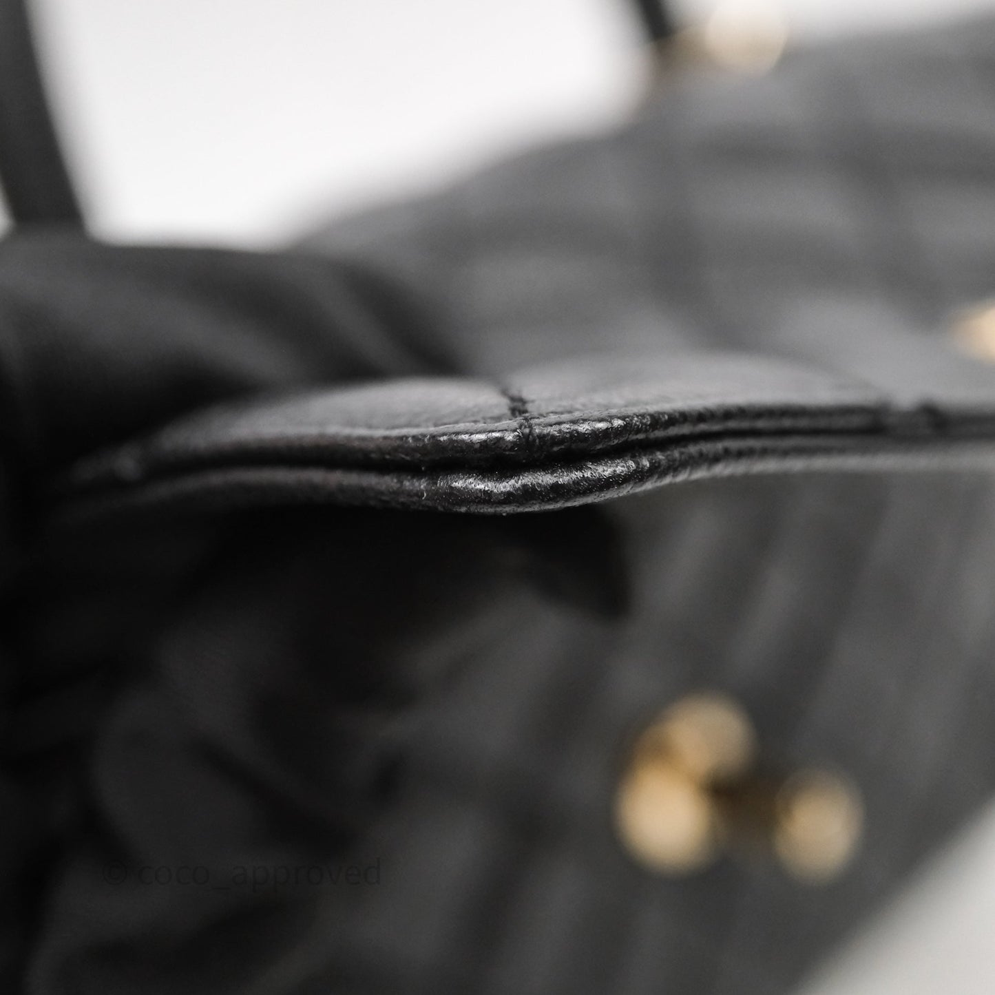 Chanel Small Quilted Coco Handle Black Caviar Gold Hardware