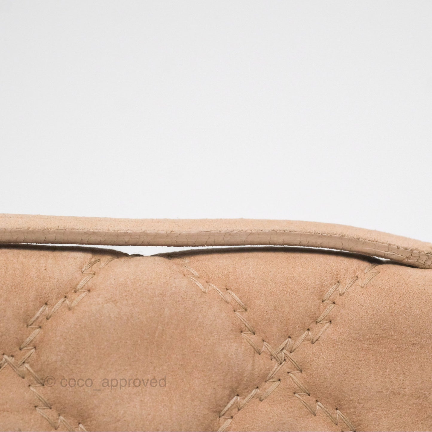 Chanel Double Stitch Hamptons Clutch With Chain Beige Washed Calfskin