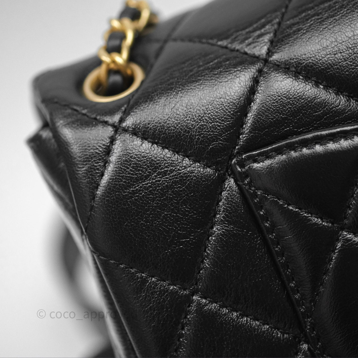 Chanel Quilted Flap Bag Black Lambskin Aged Gold Hardware 22P