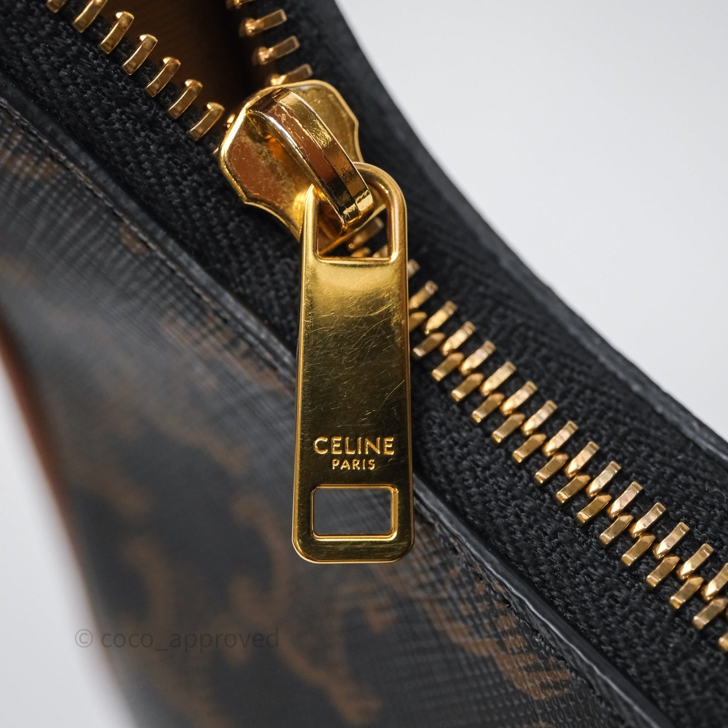 Celine Ava Bag In Triomphe Canvas Calfskin Tan