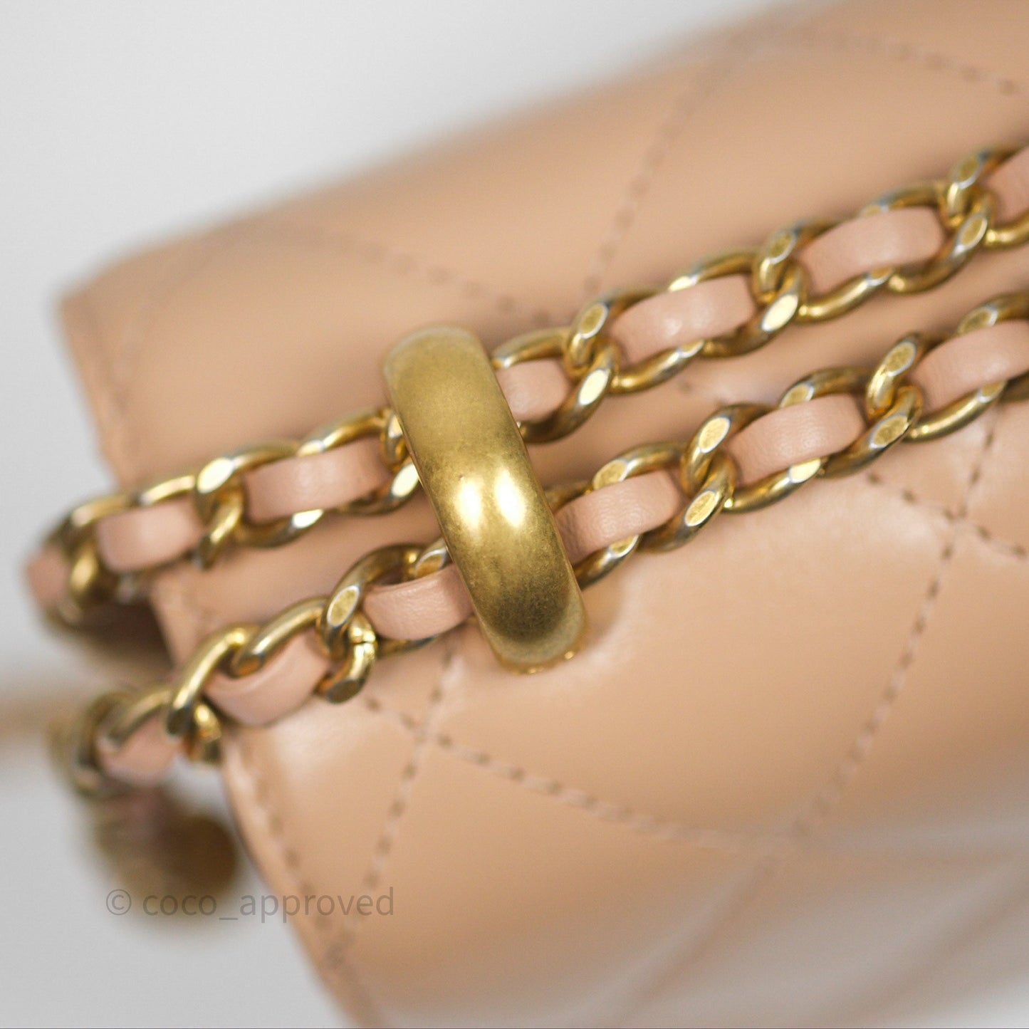 Chanel Quilted Mini Perfect Fit Adjustable Beige Calfskin Gold Hardware