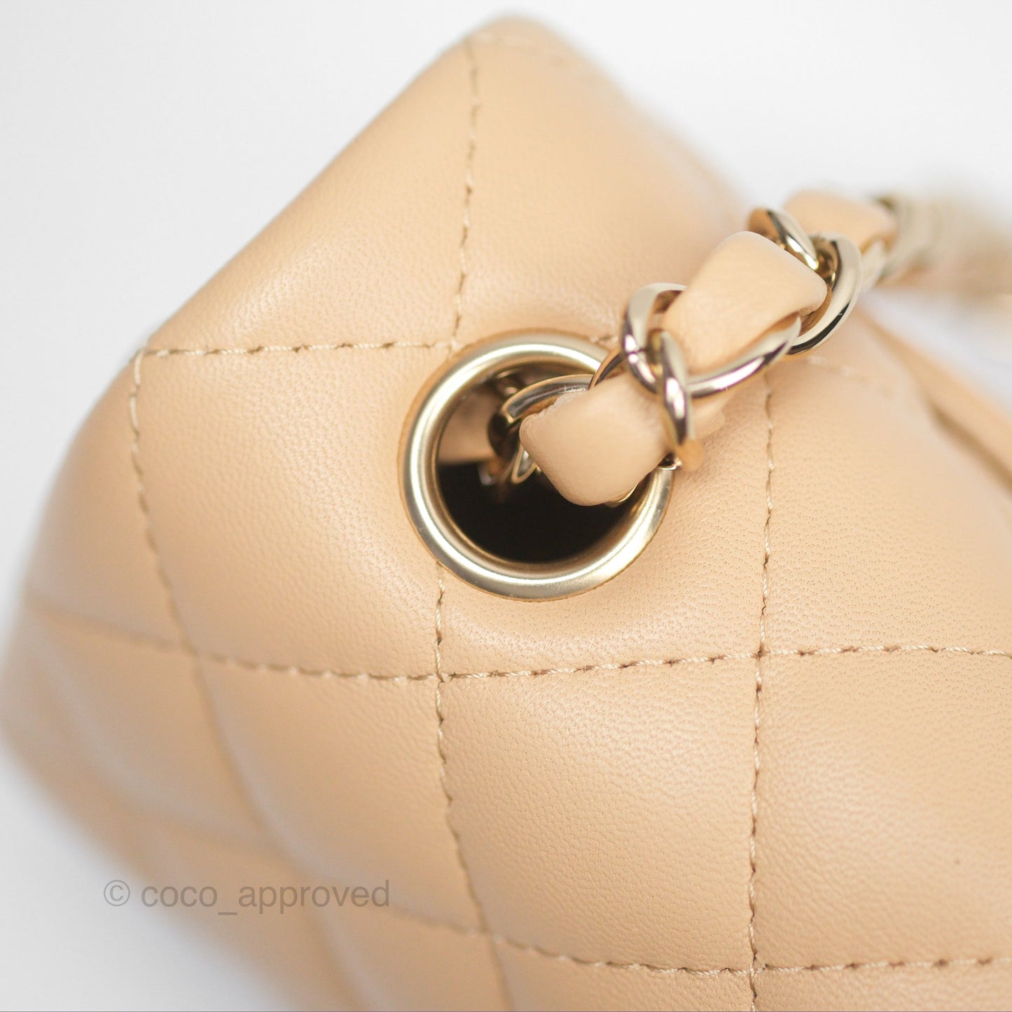 Chanel Quilted Mini Rectangular Beige Lambskin Gold Hardware