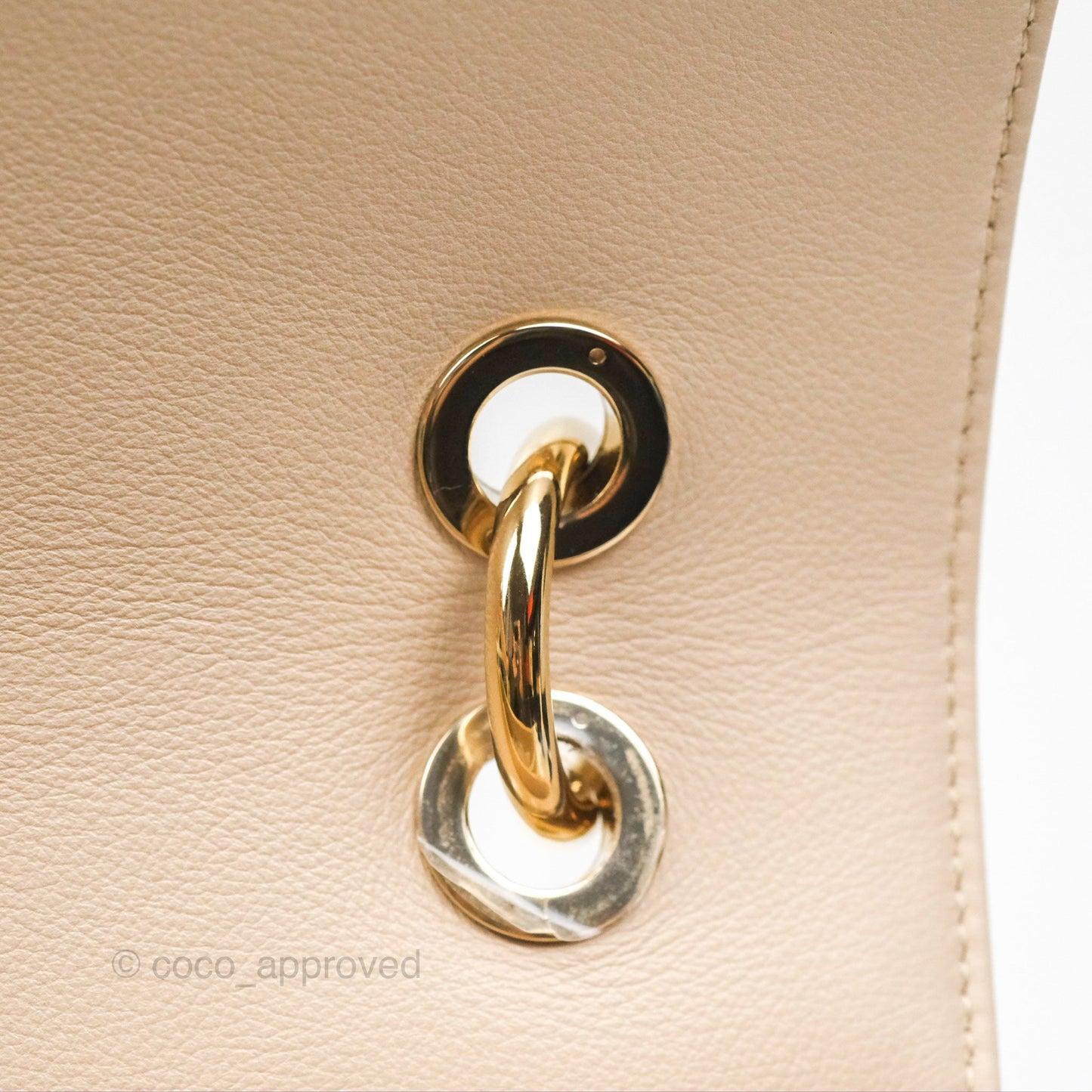 Chanel Large Chevron Chic Top Handle Bag Light Beige Grained Calfskin Gold Hardware