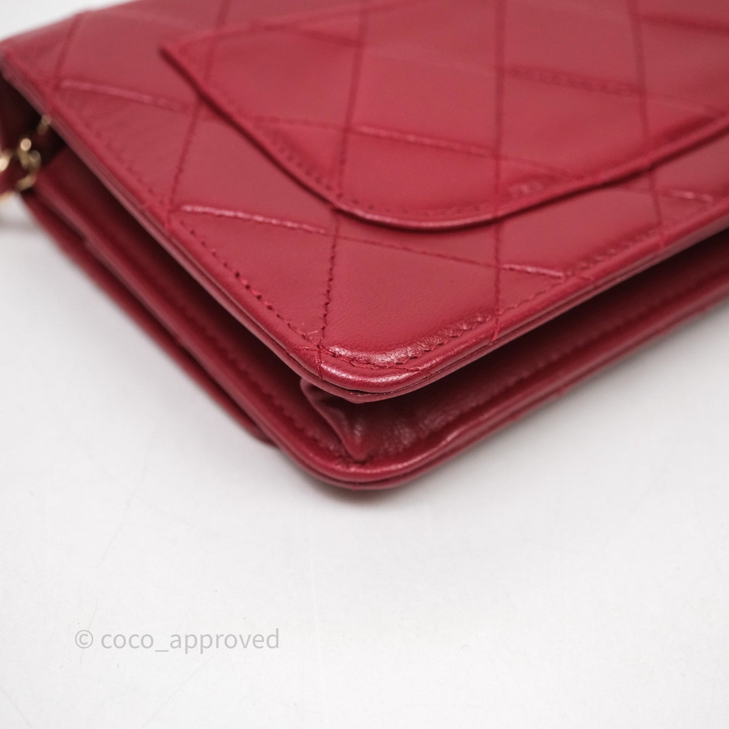 Chanel Wallet On Chain Red Calfskin Bag Gold hardware
