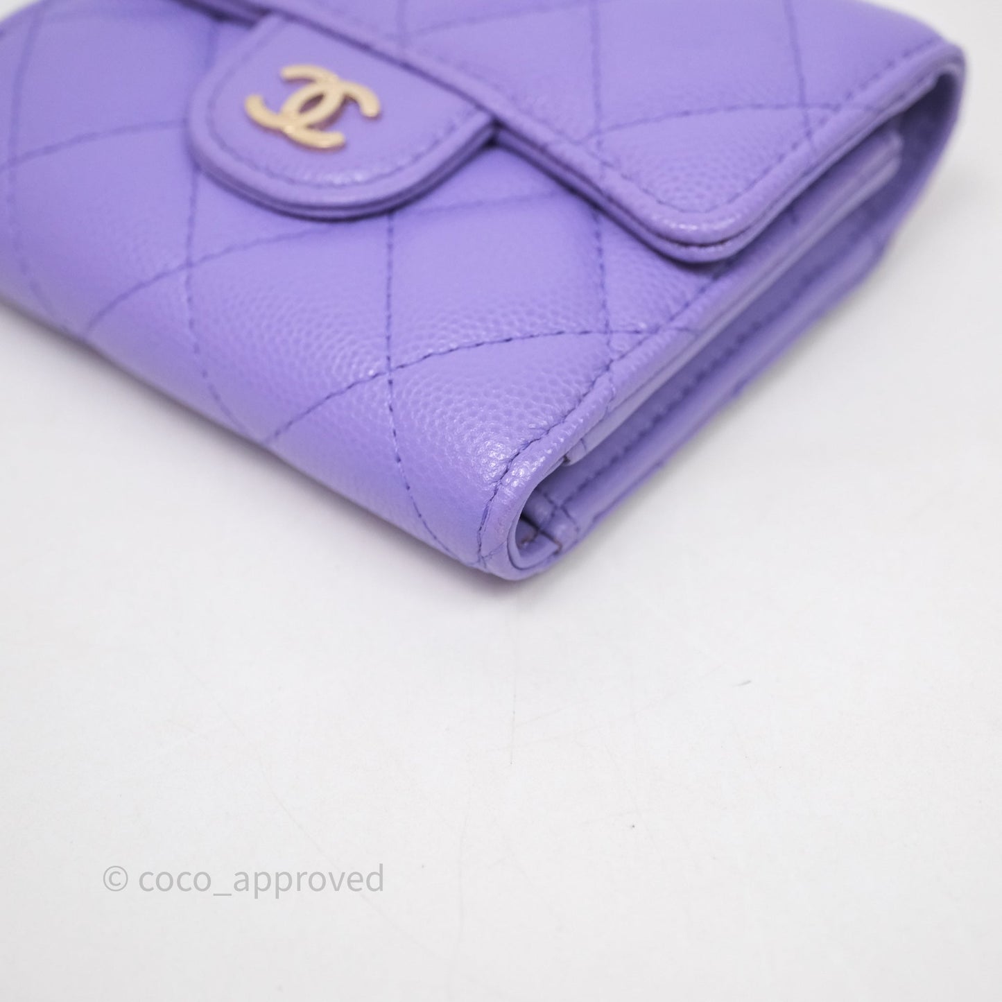 Chanel Classic Flap Wallet Purple Caviar Gold Hardware⁣ 20S