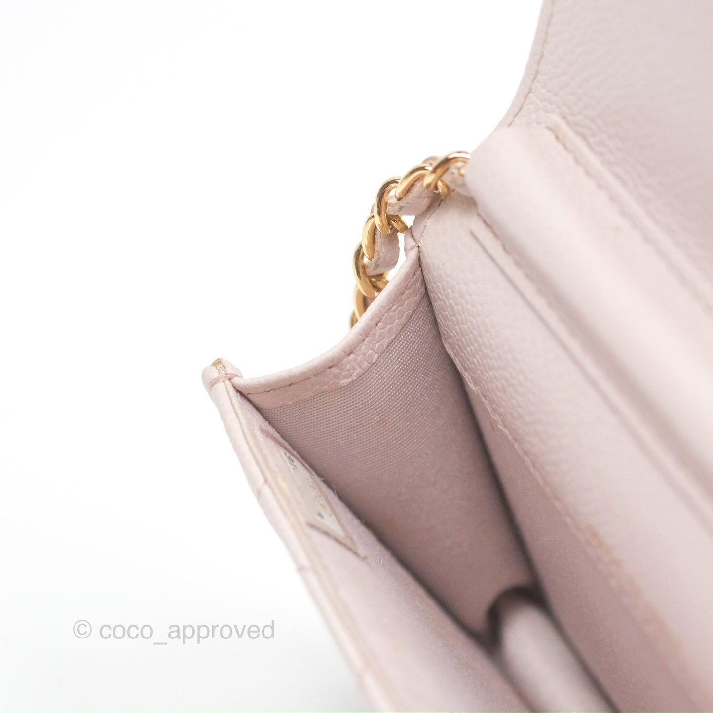 Chanel Miss Coco Clutch With Chain Quilted Lilac Pink Caviar Gold Hardware