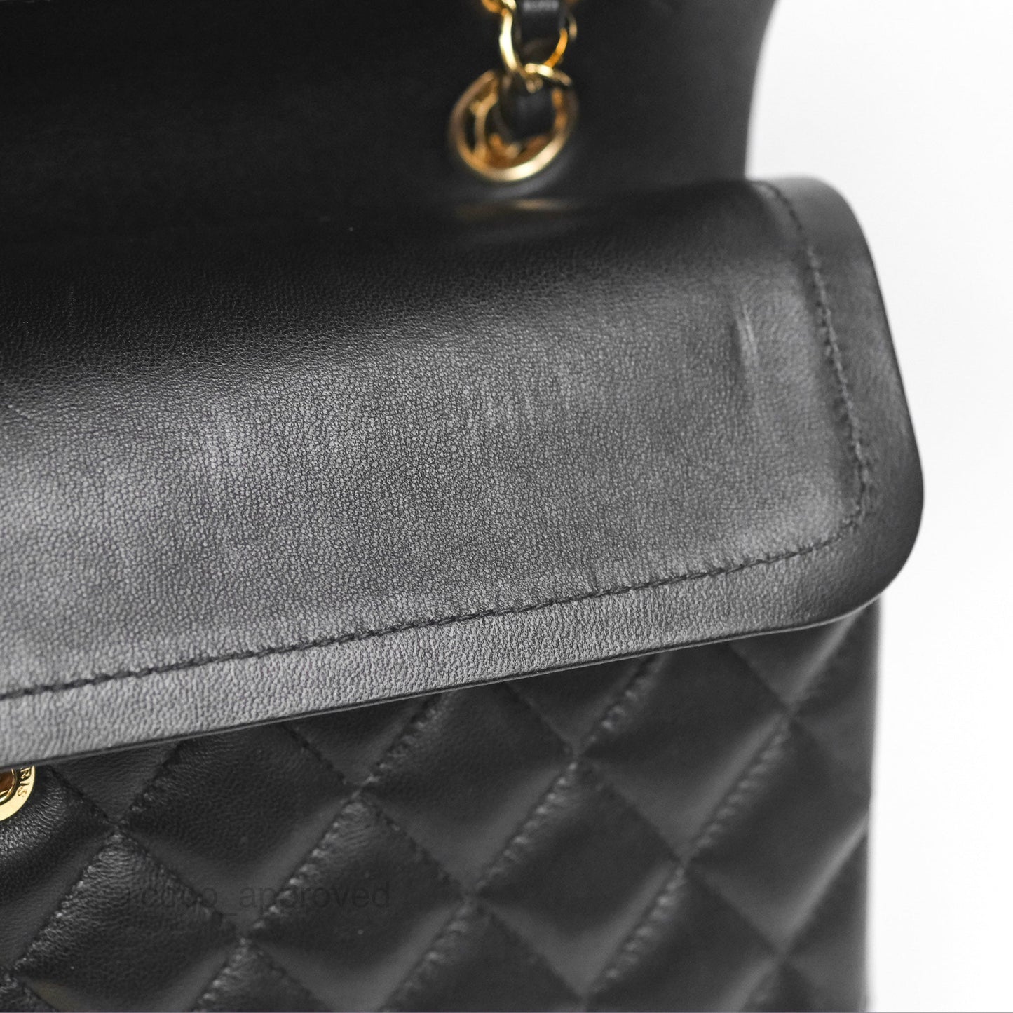 Chanel Classic M/L Medium Flap Quilted Black Lambskin Gold Hardware