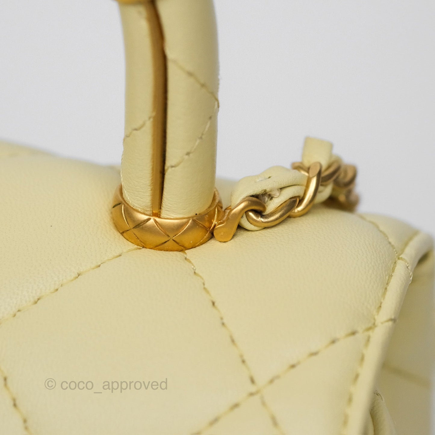 Chanel Crush Top Handle Flap Bag Yellow Lambskin Aged Gold Hardware