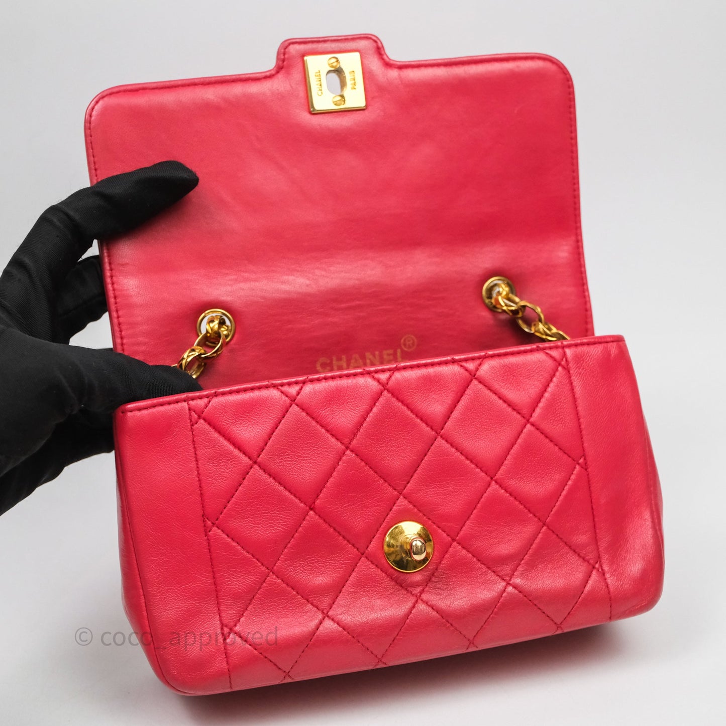 Chanel Vintage Mini Bijoux Chain Flap Bag Red Gold Hardware