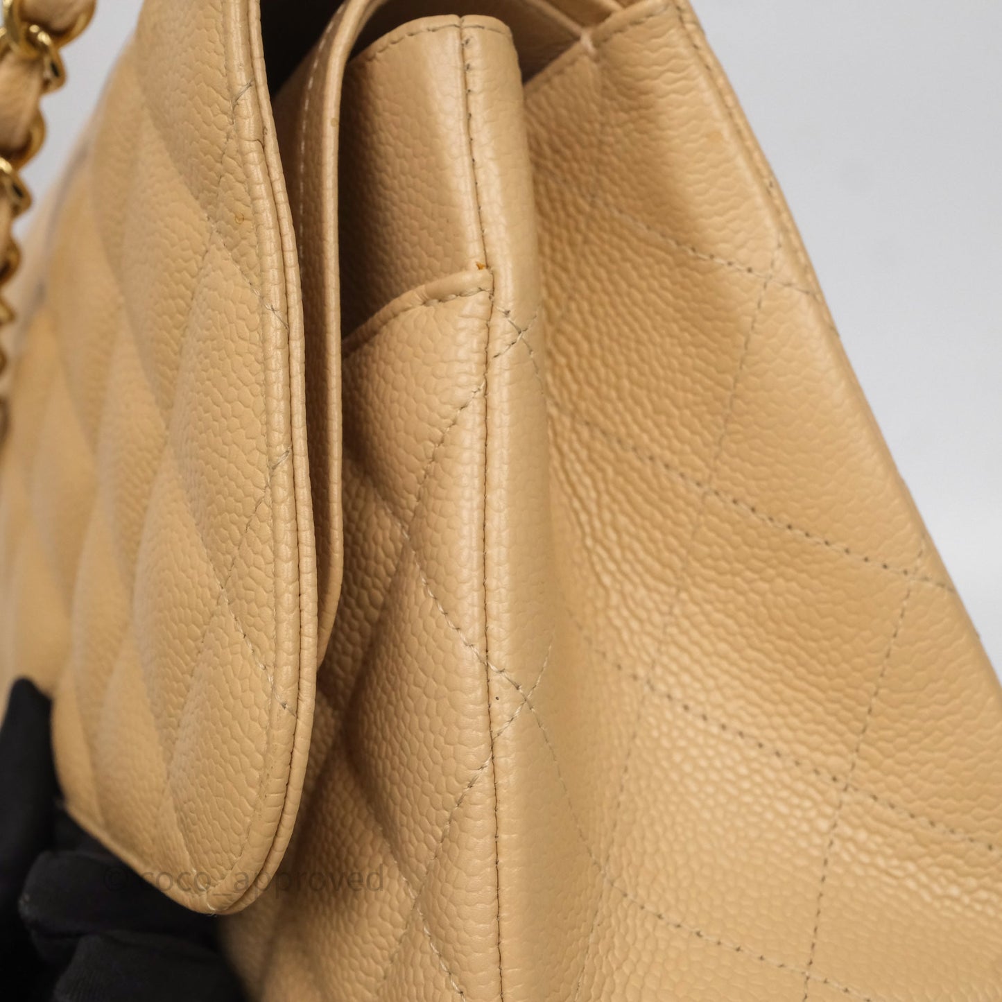 Chanel Jumbo Double Flap Beige Caviar Gold Hardware⁣⁣