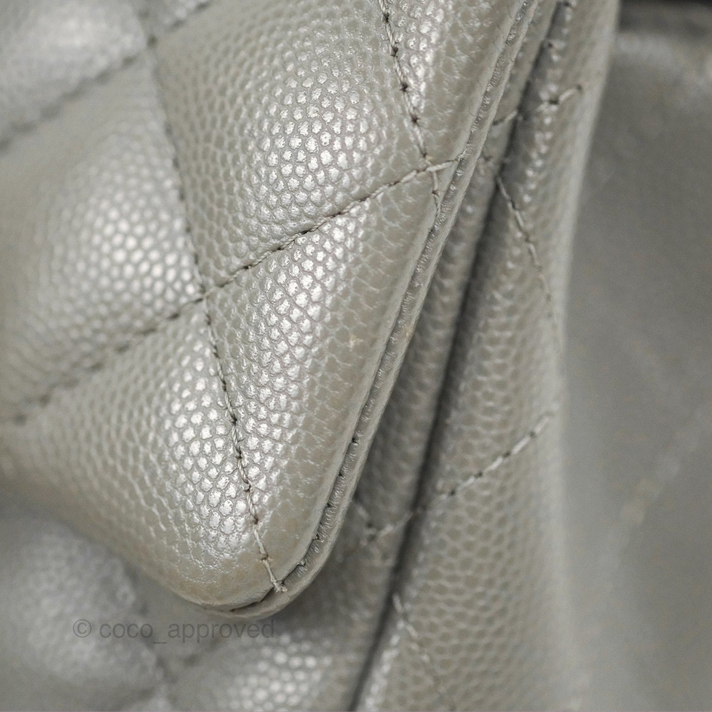 Chanel Quilted Mini Rectangular Flap Grey Caviar Silver Hardware 17B