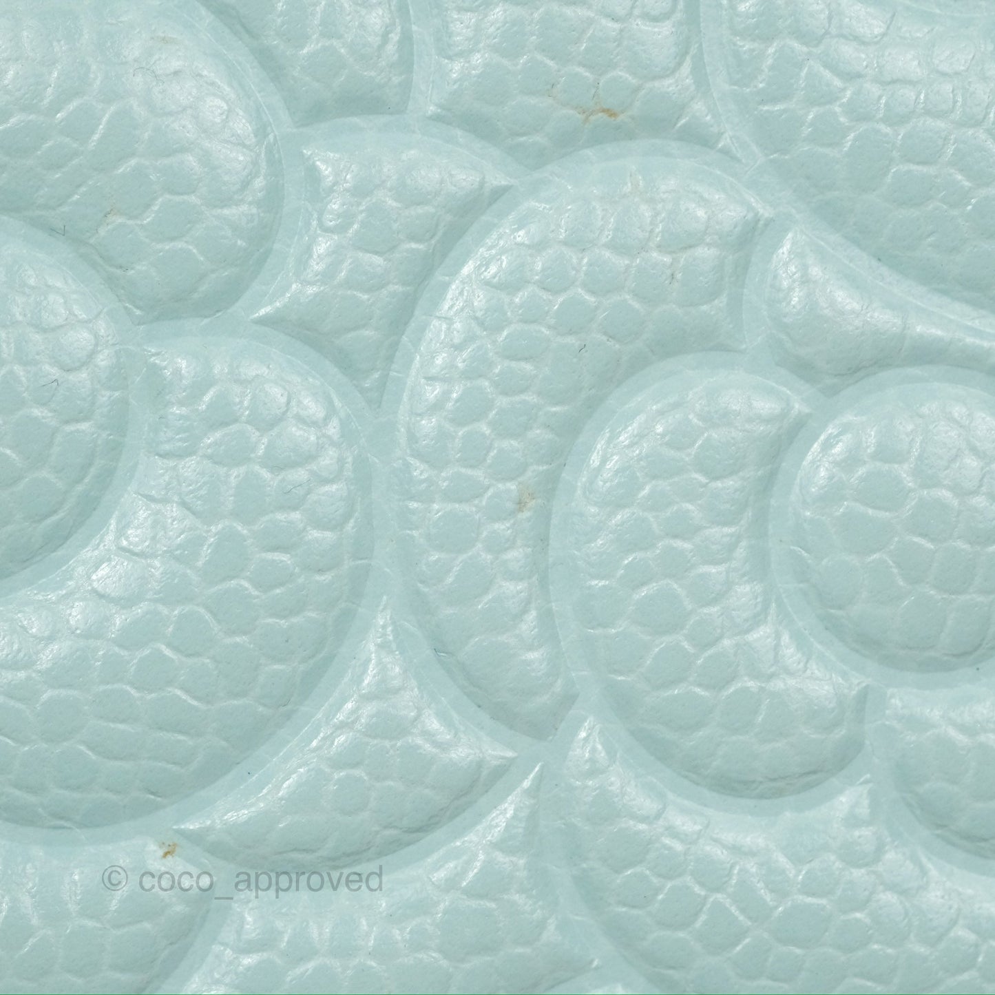 Chanel Camellia Embossed Round Clutch With Chain Light Tiffany Blue Caviar