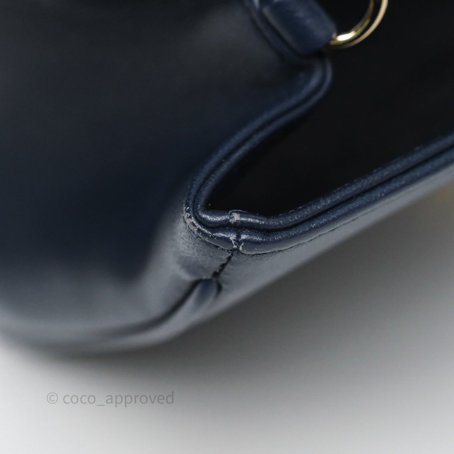 Chanel CC Mania Flap Bag Navy Lambskin Gold Hardware