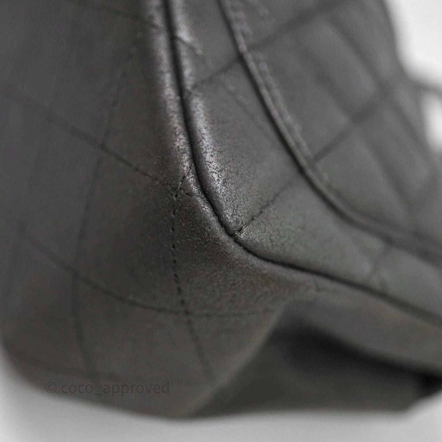 Chanel Mini Square Iridescent Grey Suede Gun Metal Hardware