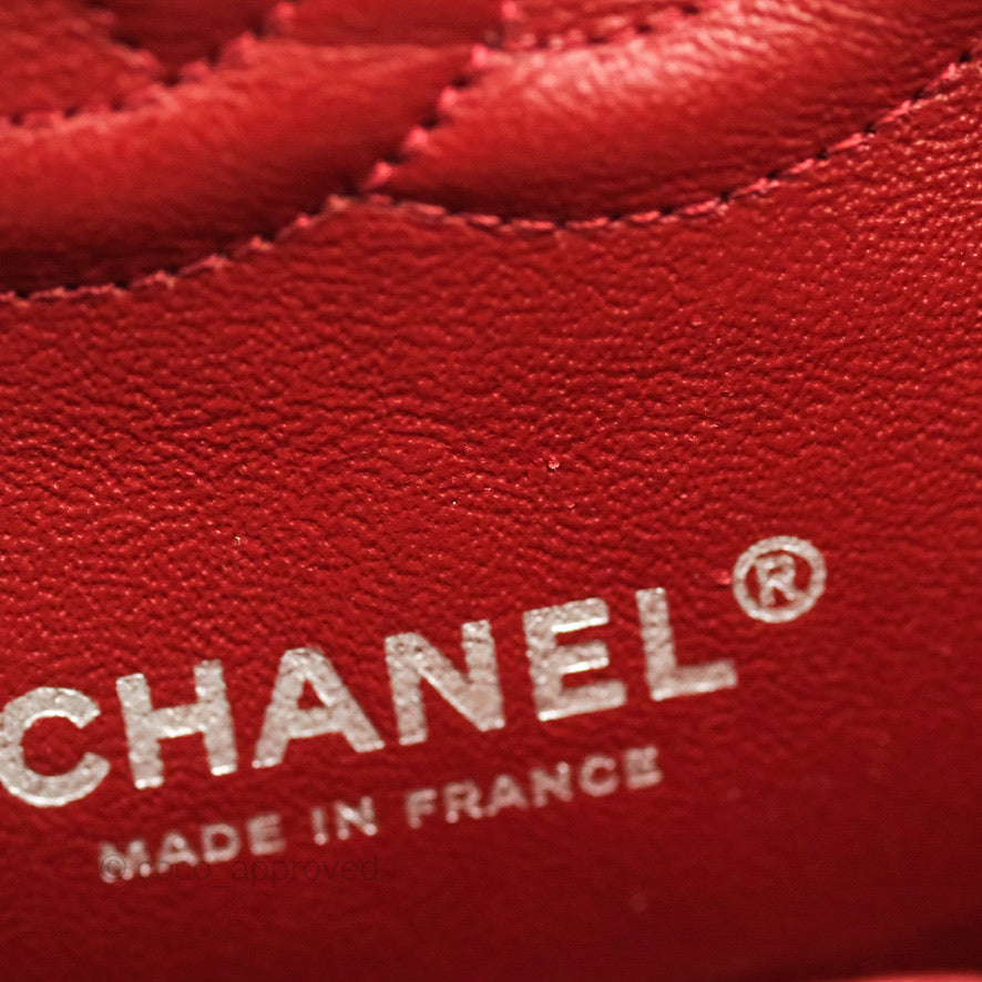 Chanel Classic M/L Medium Double Flap Dark Red Caviar Silver Hardware